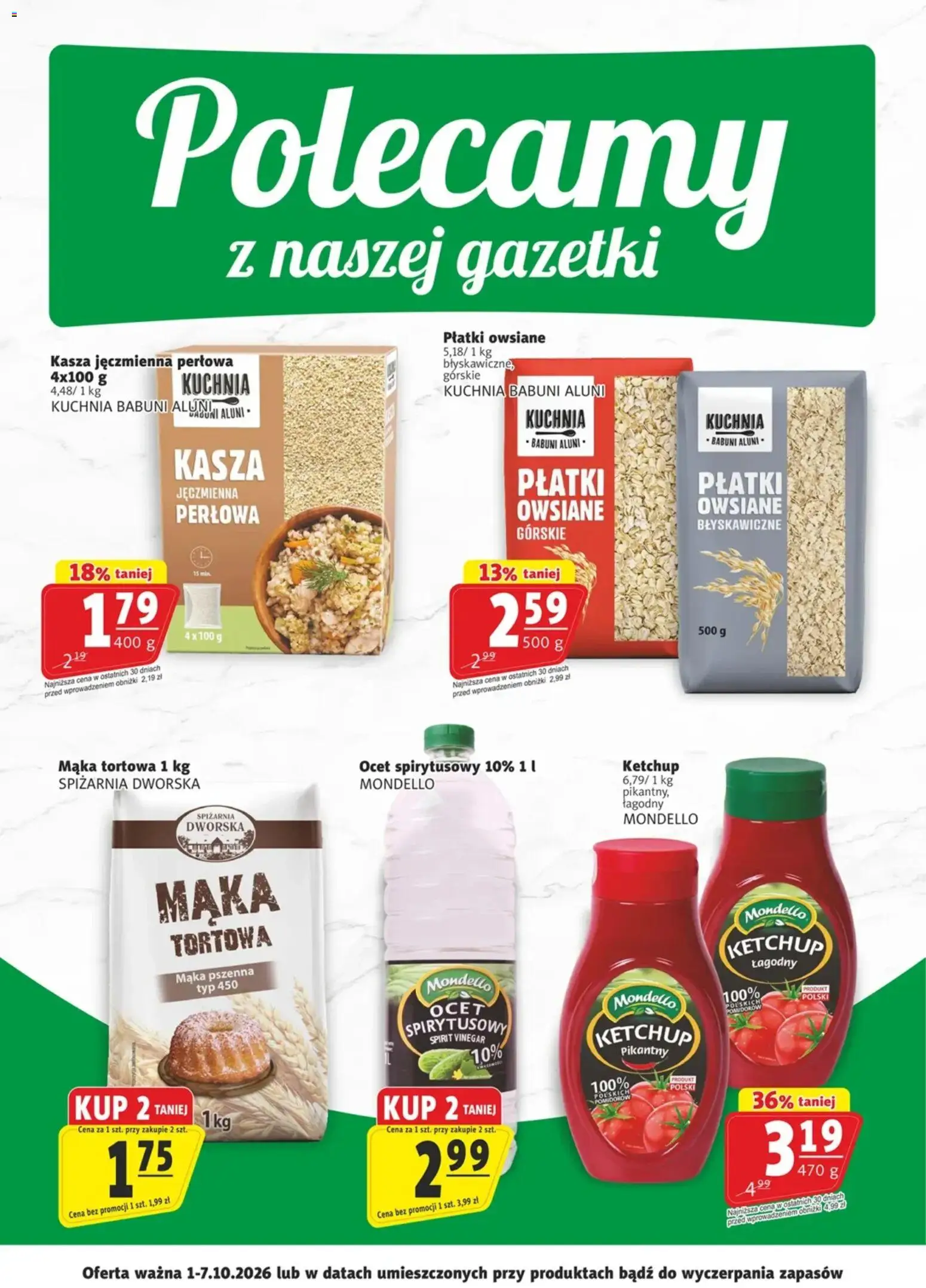 Pogląd gazetki "Prim Market promocje - Primcard" ze sklepu Prim Market ważnej od 01.10.2026 - Płatki owsiane, Mąka, Ocet, Kasza, Ketchup, Płatki, Ocet spirytusowy, Mąka tortowa