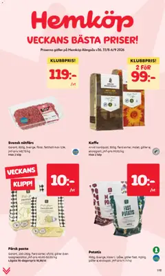Förhandsgranska reklamblad Hemköp erbjudanden från butik Hemköp gäller från 31/08/2026