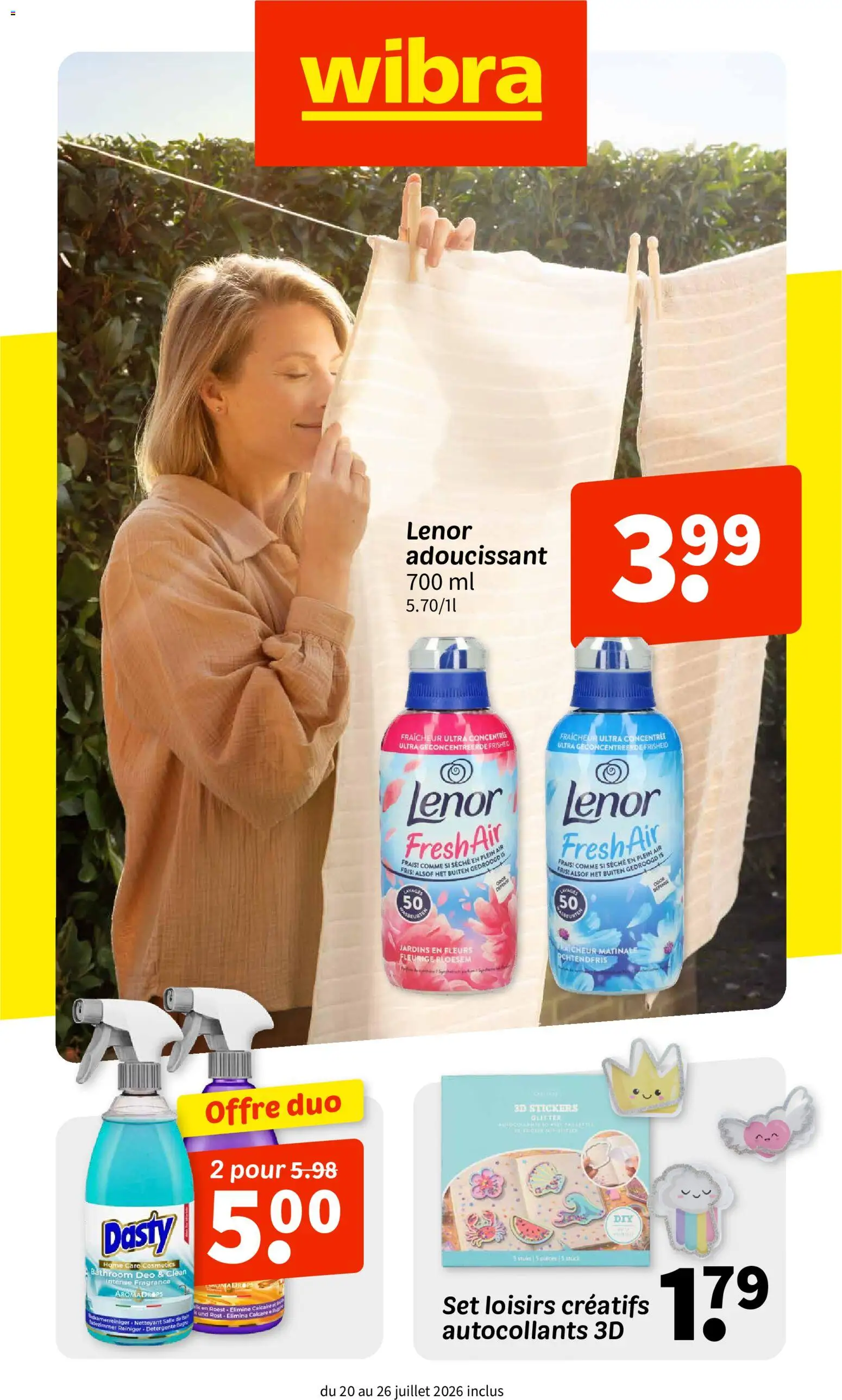 Prévisualisation de Wibra catalouge du magasin Wibra formulaire valide 20/07/2026 - Fleurs, Autocollants, Adoucissant, Lenor