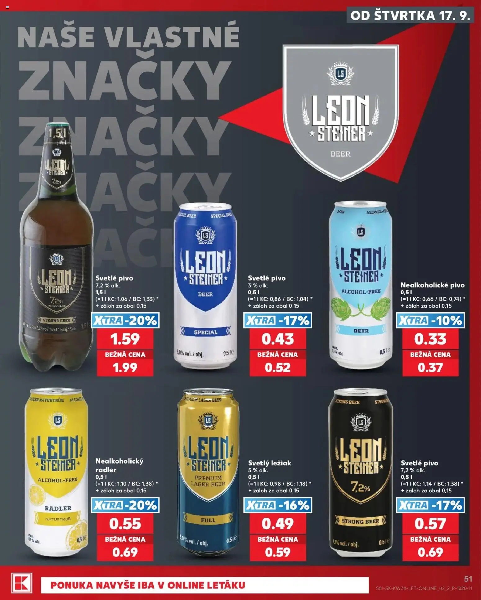 Náhľad Kaufland letáku platného od 17.09.2026 - Pivo, Radler, Nealkoholické pivo