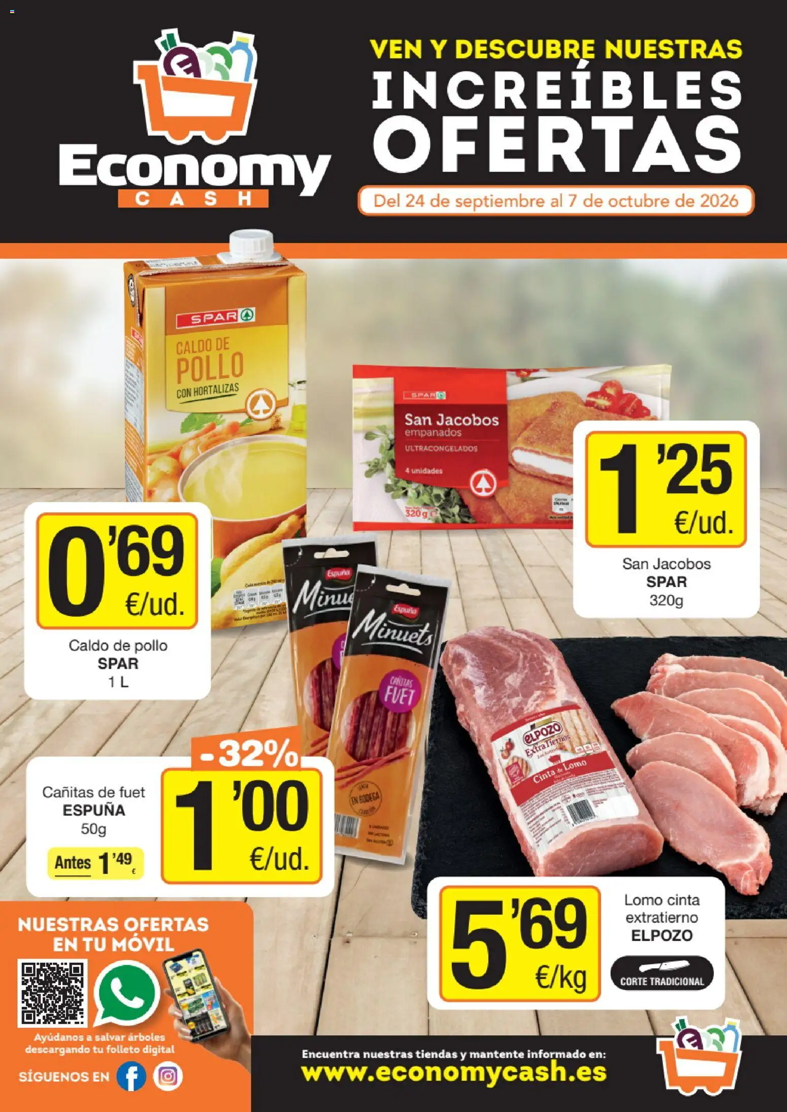 Vista previa del folleto de la tienda Economy Cash válido desde el 24/09/2026 - Móvil, Lomo, Caldo de pollo, Pollo