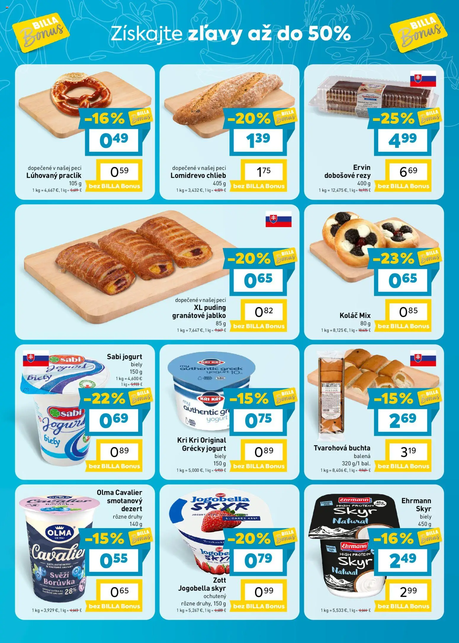 Náhľad Billa letáku platného od 21.10.2026 - Pekáreň, Koláč, Chlieb, Puding, Dezert, Skyr, Granátové jablko, Grécky jogurt