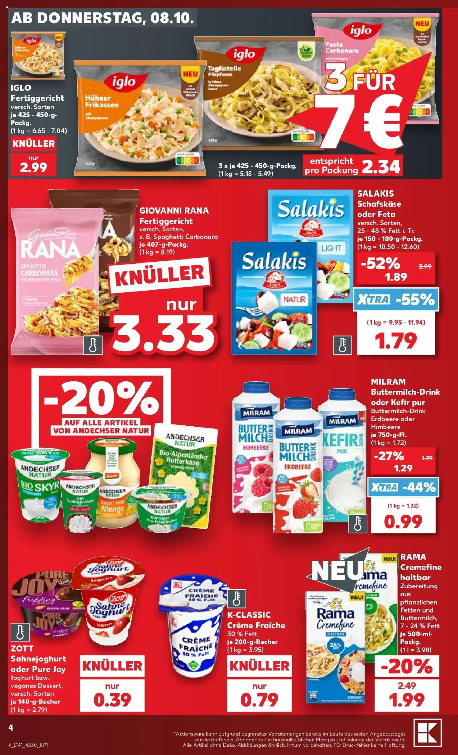 Vorschau von dem Prospekt des Geschäftes Kaufland, gültig ab dem 08.10.2026 - Butter, Kefir, Skyr, Himbeere, Feta, Rama, Iglo, Schafskase