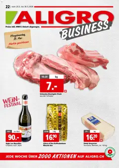 Vorschau des Merkblatts Aligro aktionen Business Schlieren, Gossau SG, Frauenfeld, Rapperswil-Jona, Sargans, Bern vom Shop Aligro gültig von 25.05.2026 bis 30.05.2026