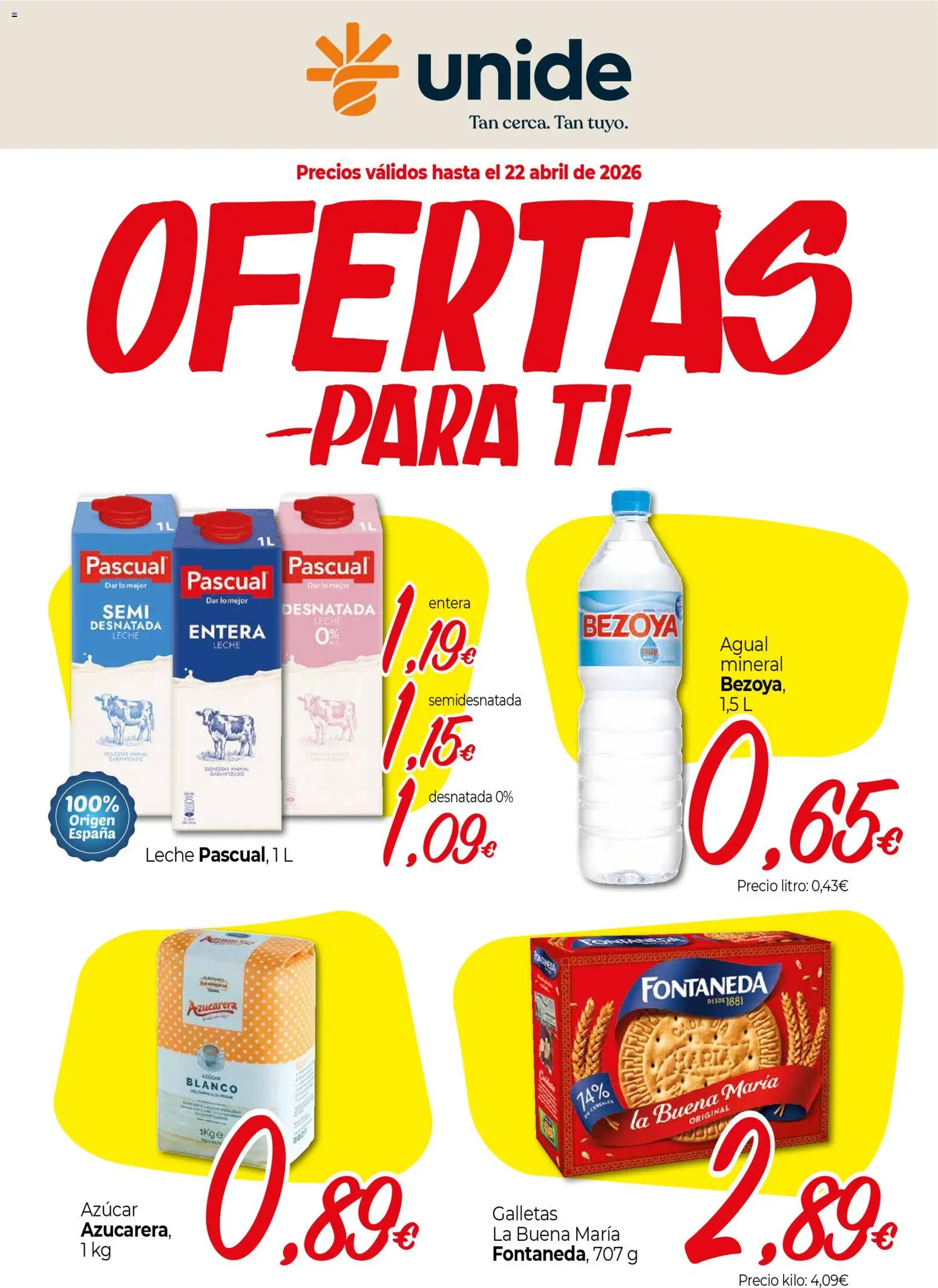 Vista previa del folleto de la tienda Unide válido desde el 13/04/2026 - Galletas, Azúcar, Leche