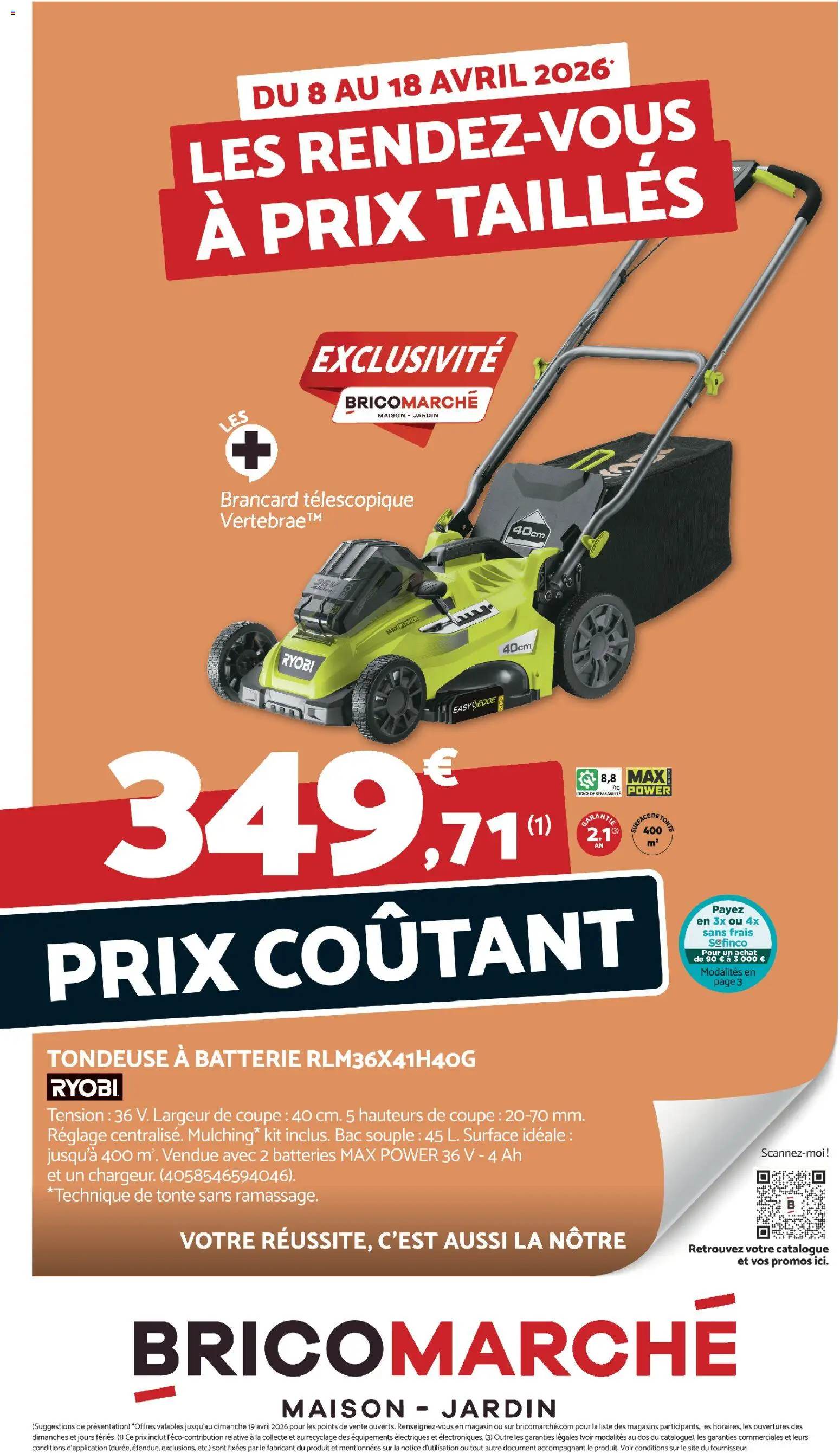Prévisualisation de Bricomarché catalogue du magasin Bricomarché formulaire valide 08/04/2026 - Batterie, Tondeuse, Ryobi