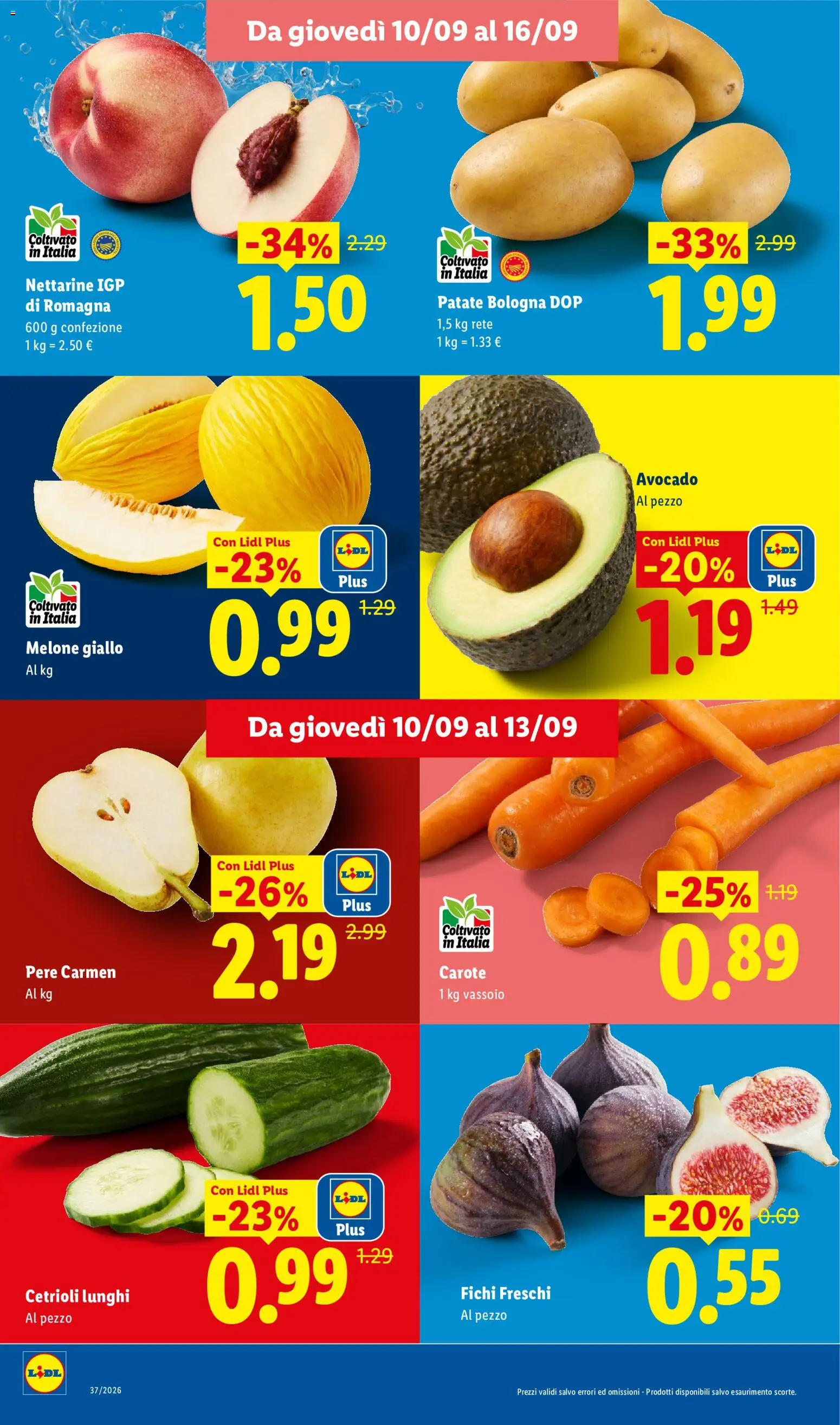 Anteprima dell'opuscolo Lidl volantino Fresca e conveniente dal negozio Lidl valido da 10/09/2026 - Avocado, Cetrioli, Patate, Melone, Carote, Pere, Vassoio, Nettarine