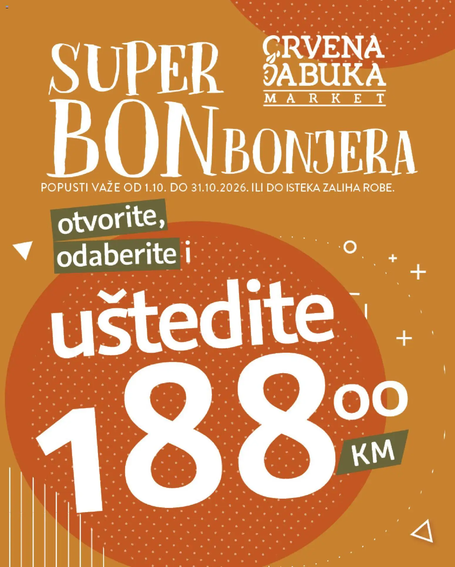 Pregled letka Crvena jabuka Super BONbonjera trgovine Crvena jabuka vrijedi od 01.10.2026