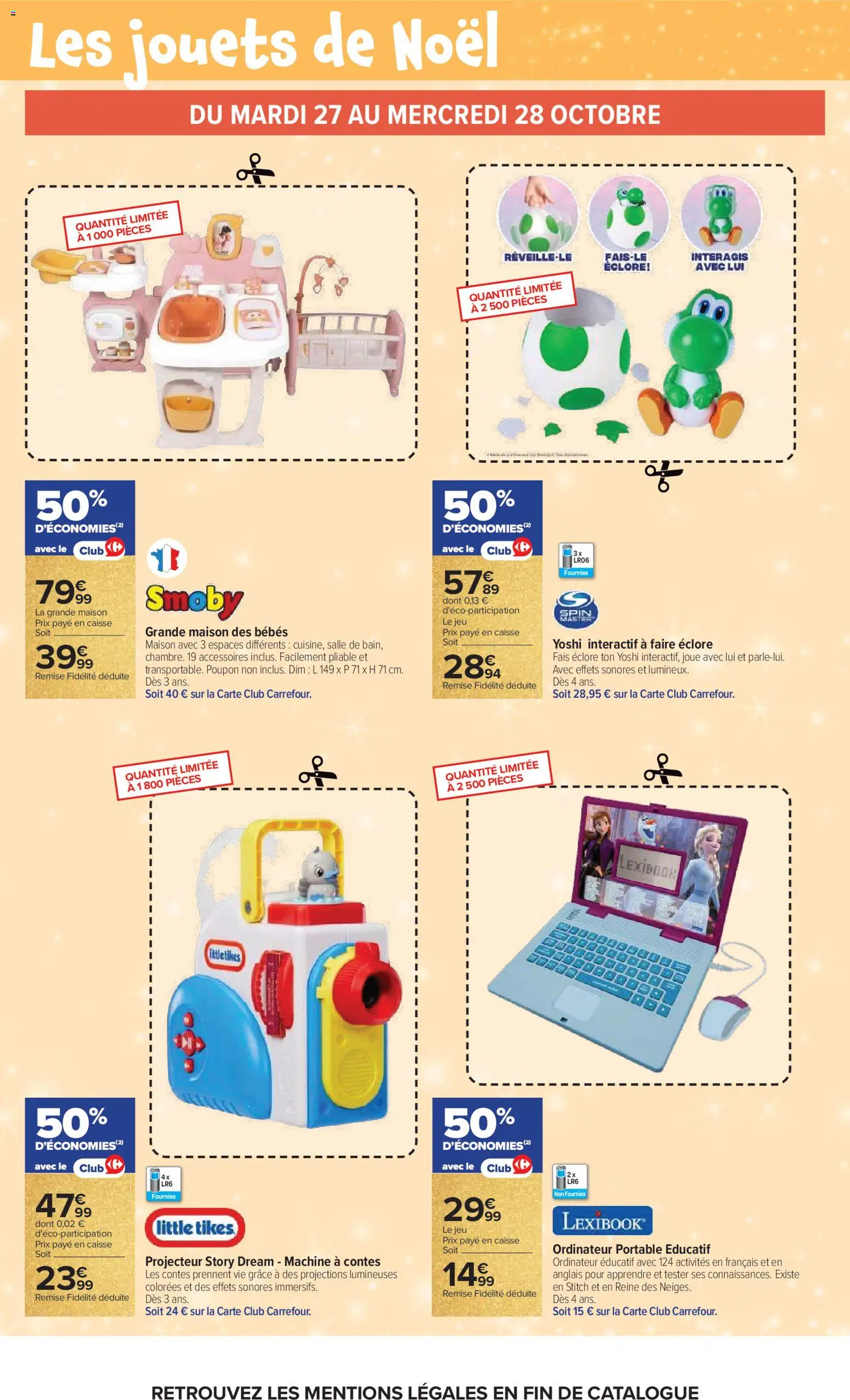 Prévisualisation de Carrefour Vos promos du quotidien du magasin Carrefour formulaire valide 27/10/2026 - Ordinateur portable, Ordinateur, Jouets, Projecteur, Portable