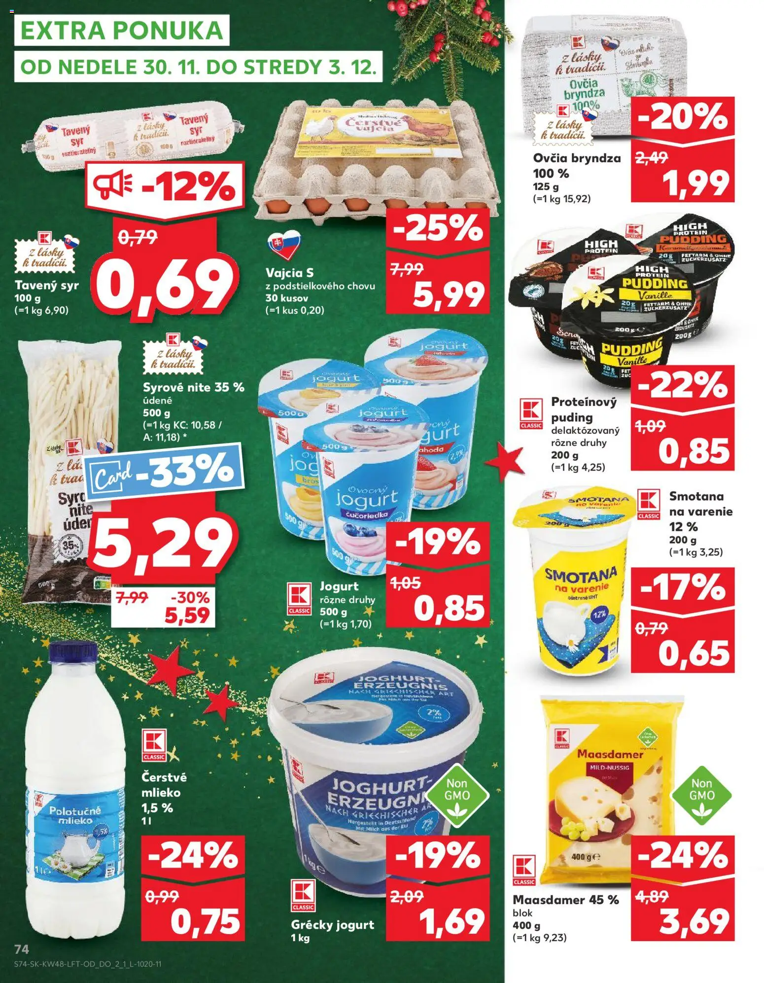 Náhľad Kaufland letáku platného od 27.11.2025 - Protein, Syr, Mlieko, Puding, Vajcia, Jogurt, Grécky jogurt, Proteínový puding