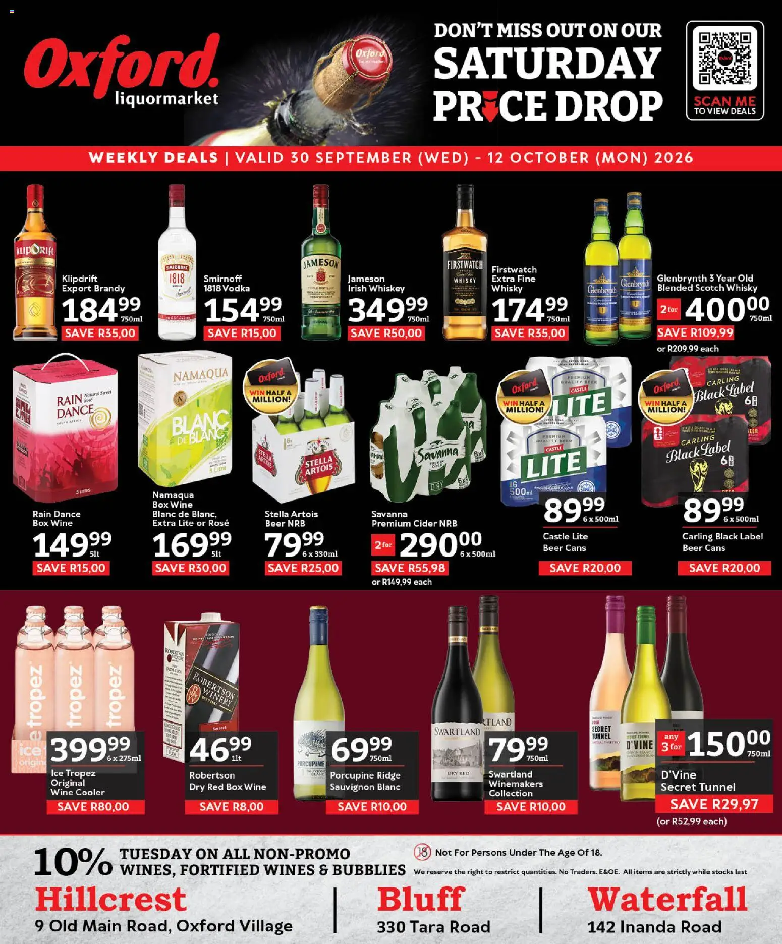 Preview of Oxford Freshmarket flyer valid from 30/09/2026 - Wine, Whiskey, Box, Brandy, Vodka, Cider, Beer, Cooler