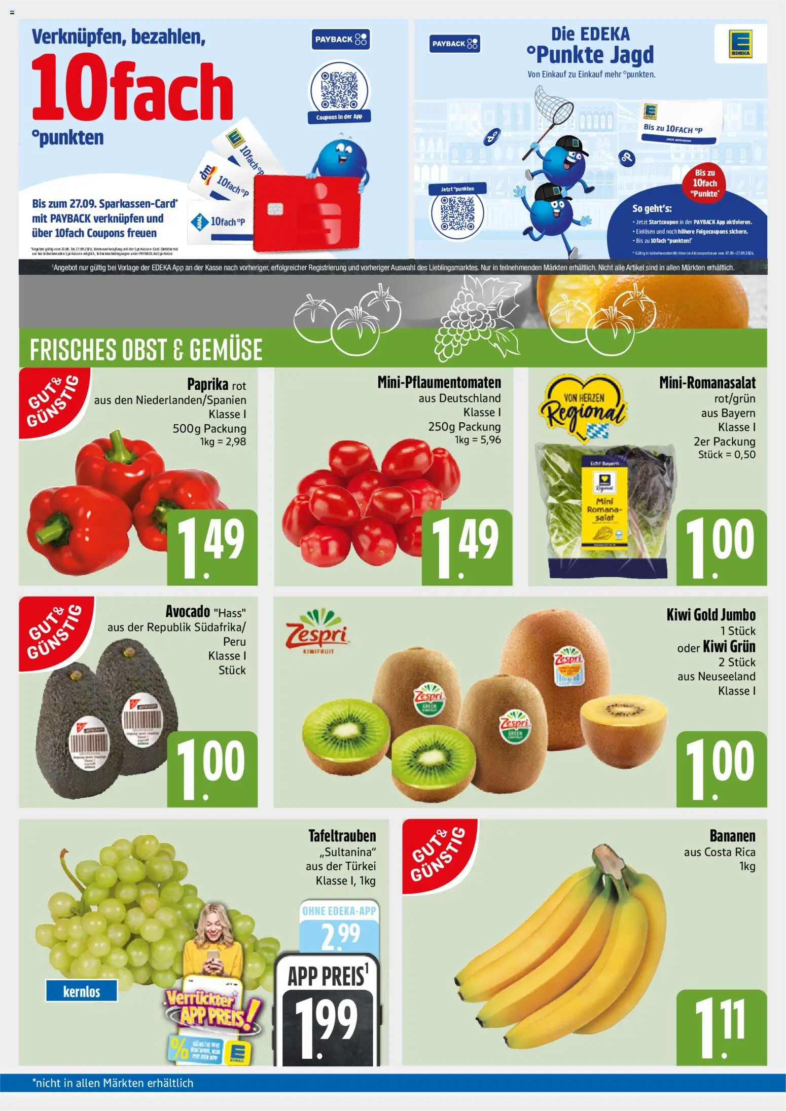 Vorschau von dem Prospekt des Geschäftes E xpress, gültig ab dem 07.09.2026 - Avocado, Kiwi, Gemüse, Salat, Bananen, Obst, Paprika, Paprika rot
