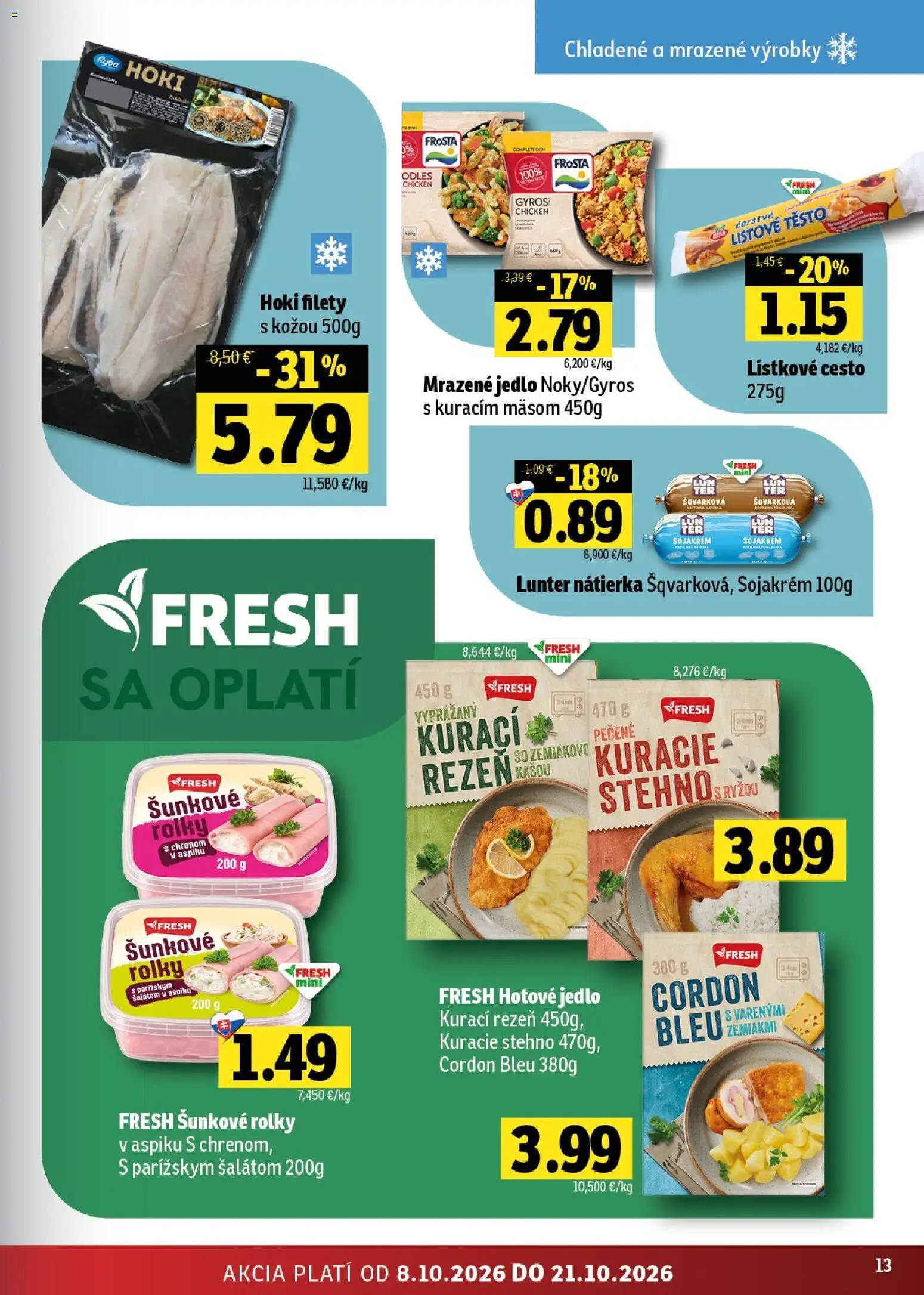 Náhľad Fresh letáku platného od 08.10.2026 - Ryba, Gyros, Cesto, Lístkové cesto, Nátierka