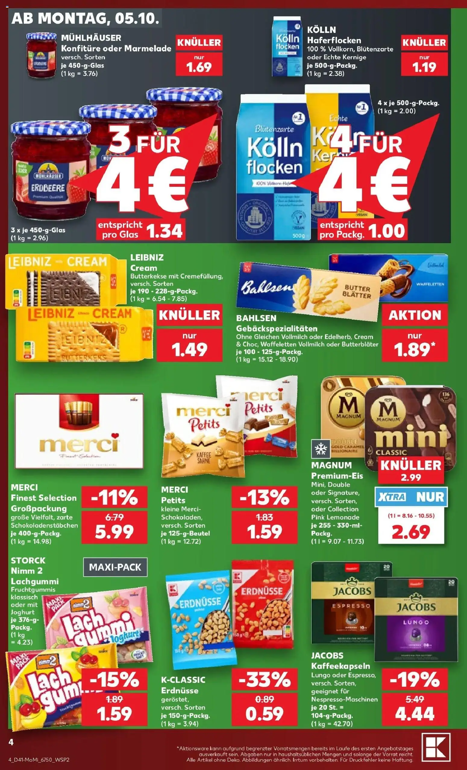 Vorschau von dem Prospekt des Geschäftes Kaufland, gültig ab dem 05.10.2026 - Kaffee, Joghurt, Marmelade, Merci, Sahne, Butterkekse, Flocken, Kolln