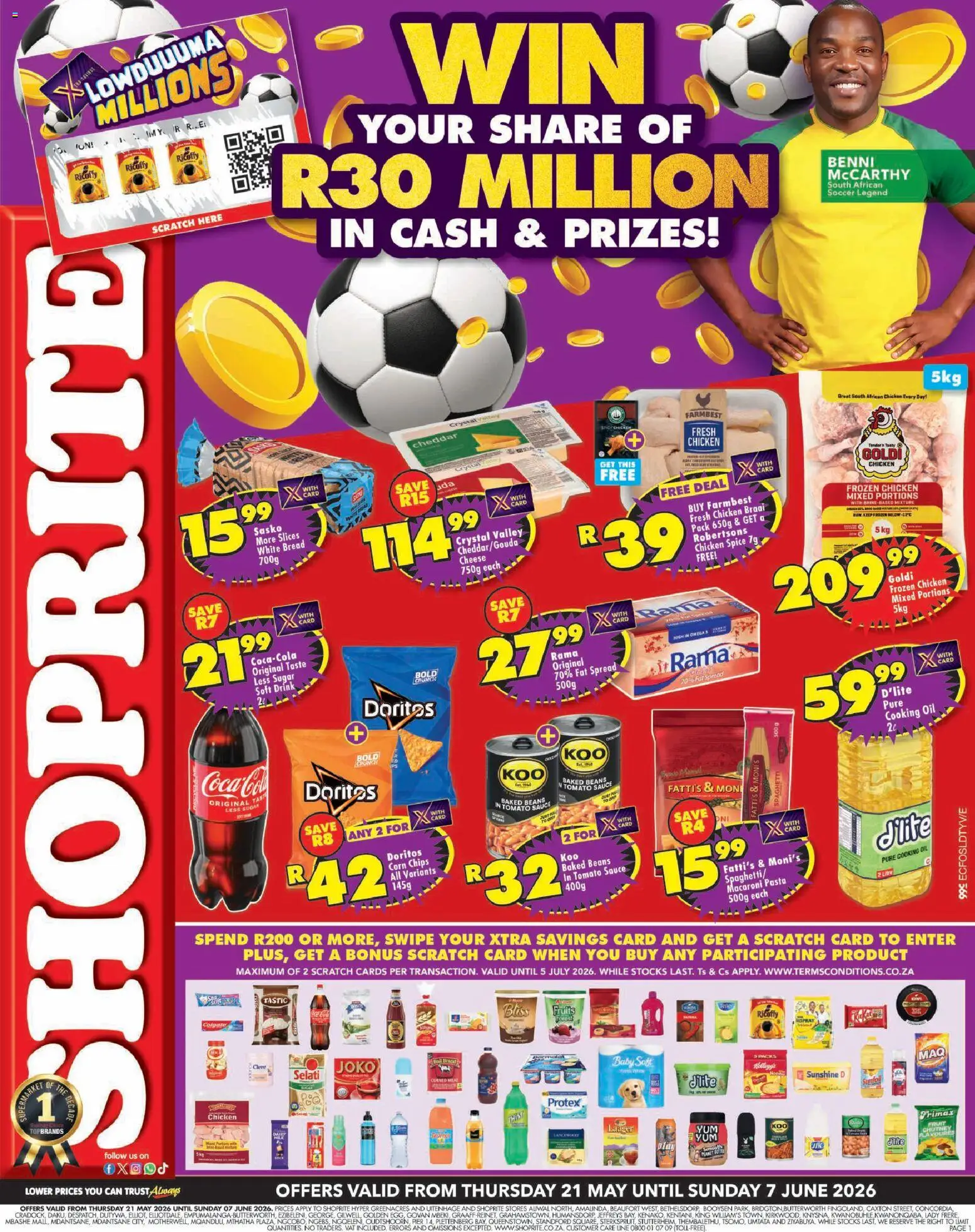Preview of Shoprite flyer valid from 21/05/2026 - Cheese, Bread, Omega 3, Chips, Corn, Beans, Chutney, Spread