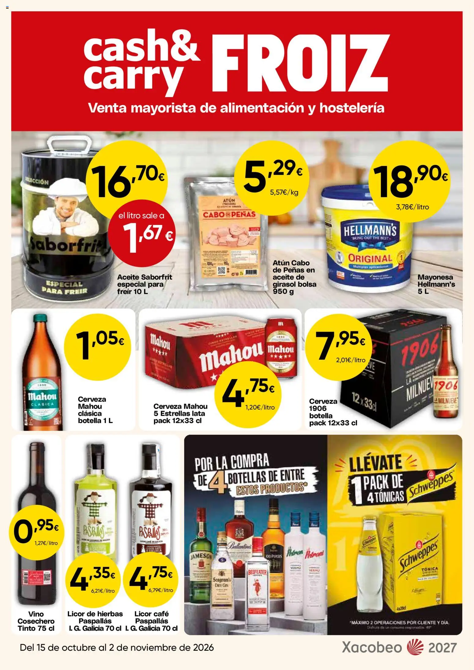 Vista previa del folleto de la tienda Froiz válido desde el 15/10/2026 - Café, Cerveza, Aceite, Hierbas, Licor, Licor de hierbas, Jameson, Tónica