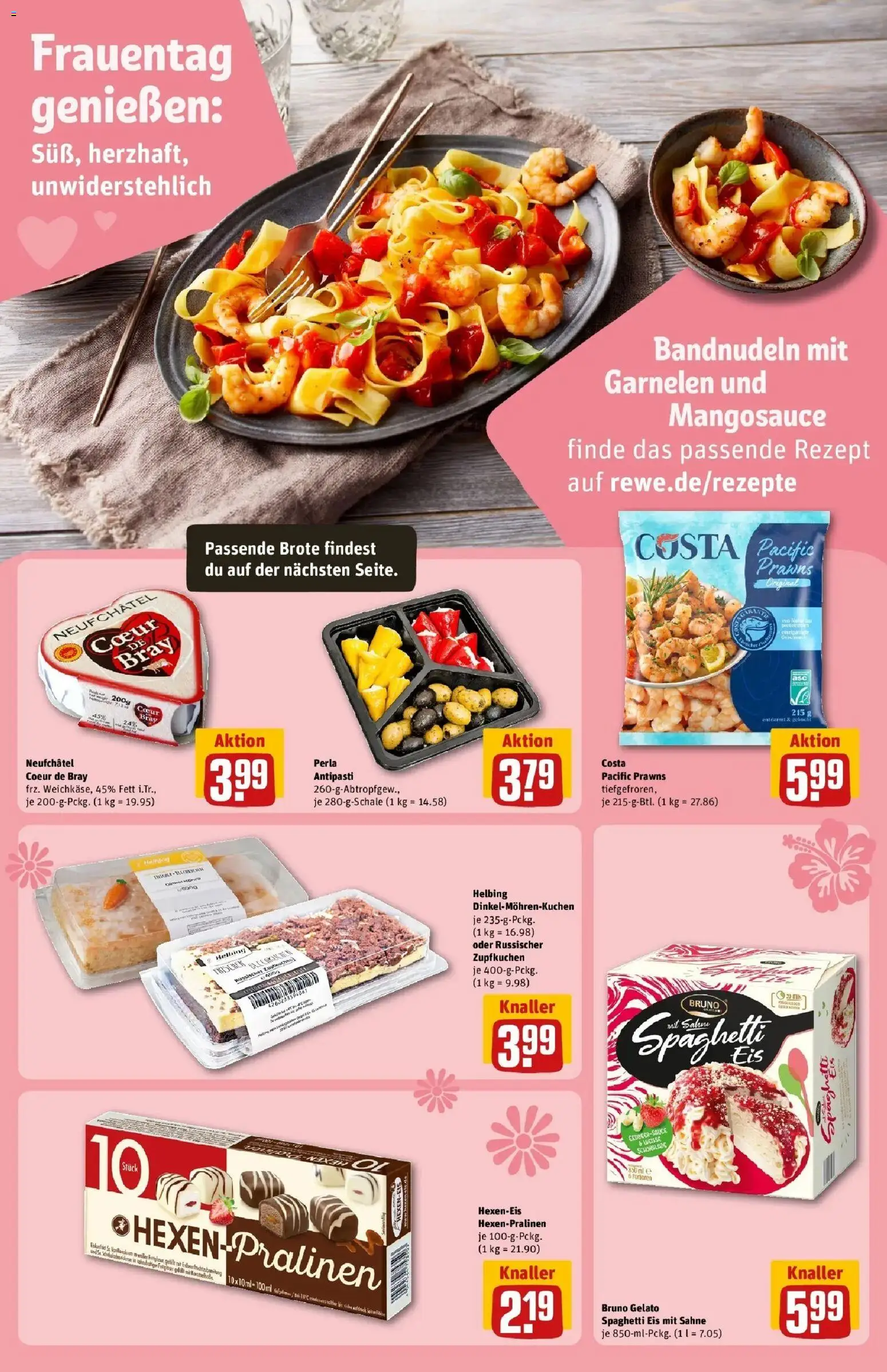 Vorschau von dem Prospekt des Geschäftes Rewe, gültig ab dem 02.03.2026 - Eis, Spaghetti, Garnelen, Sahne