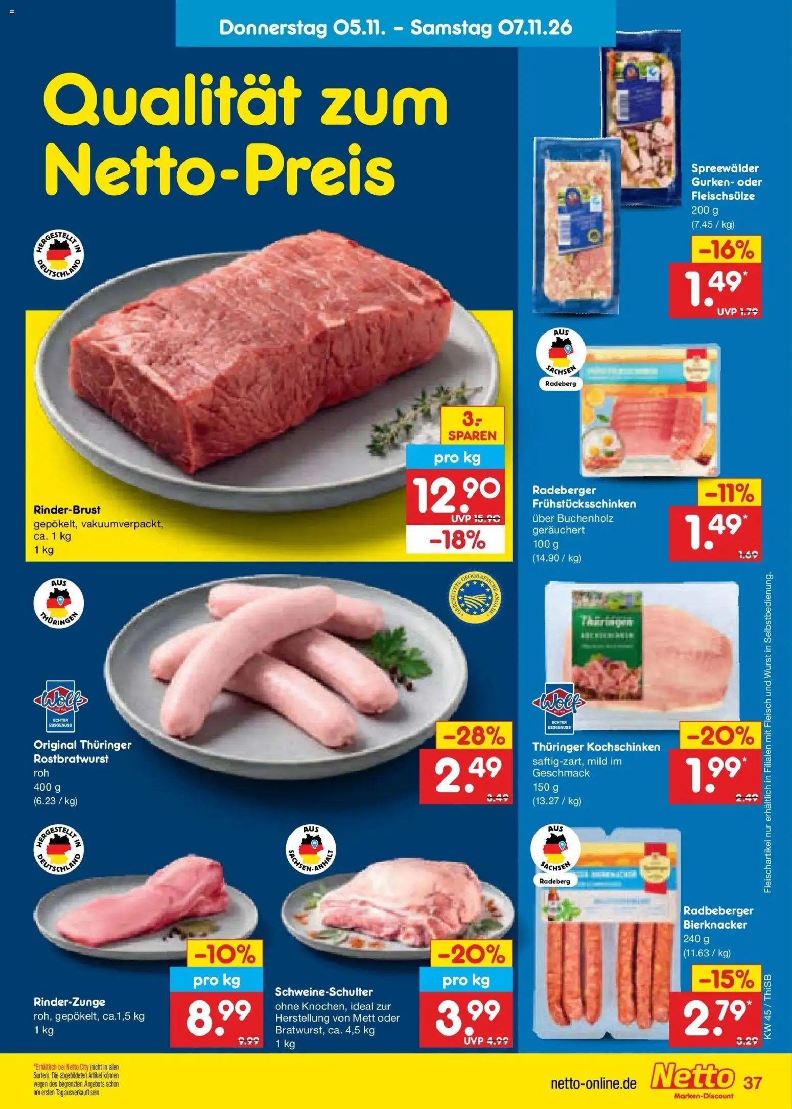 Vorschau von dem Prospekt des Geschäftes Netto Marken-Discount, gültig ab dem 02.11.2026 - Wurst, Fleisch, Gurken