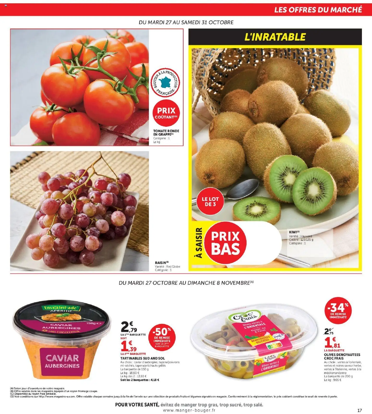 Prévisualisation de U Express - Foire à la bière à prix bas ! du magasin U Express formulaire valide 27/10/2026 - Fromage, Fruits, Aubergines, Tomate, Caviar, Raisins, Olives, Apéritif