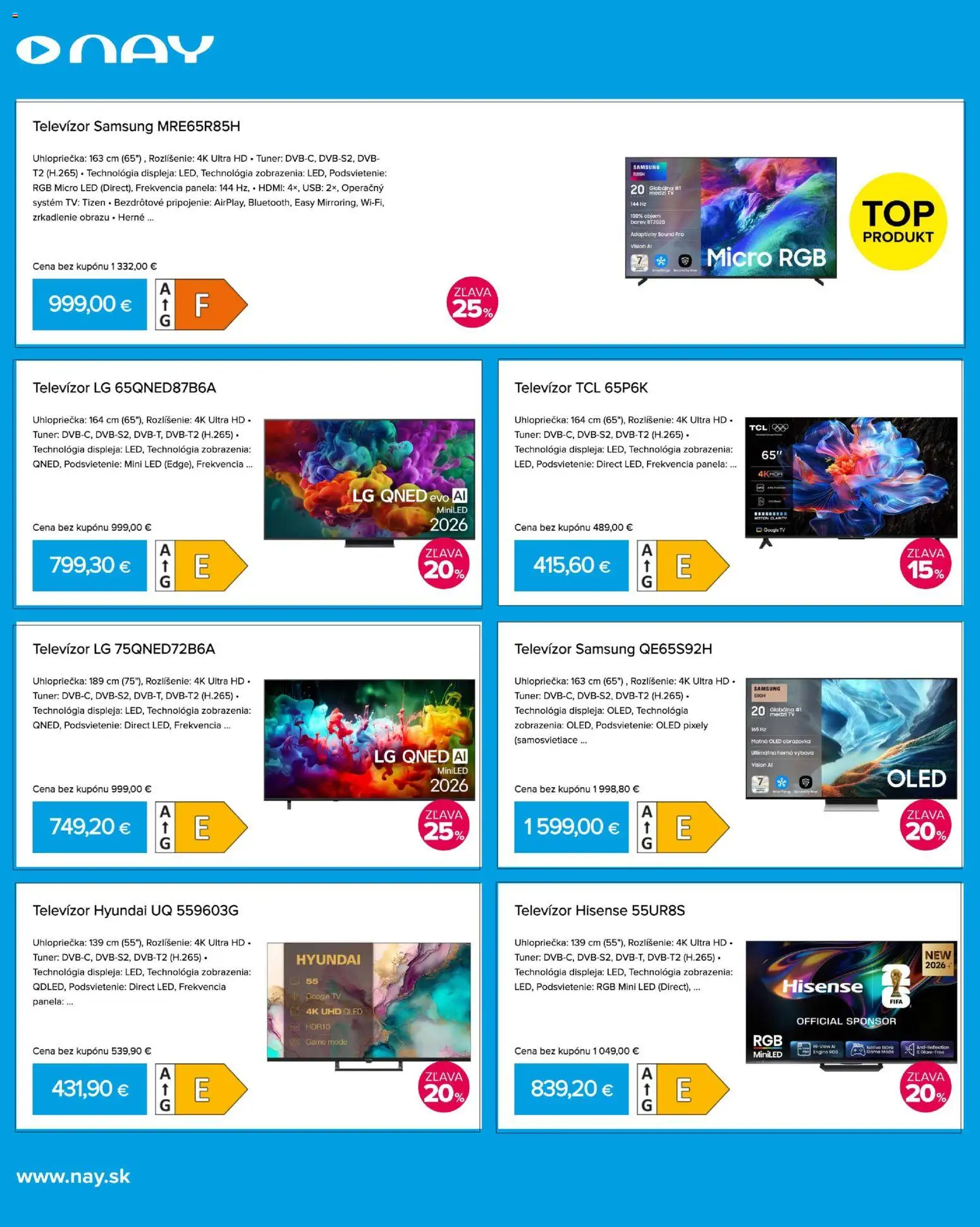 Náhľad NAY Elektrodom letáku platného od 19.10.2026 - Samsung, Tv, Televízor, USB, Led