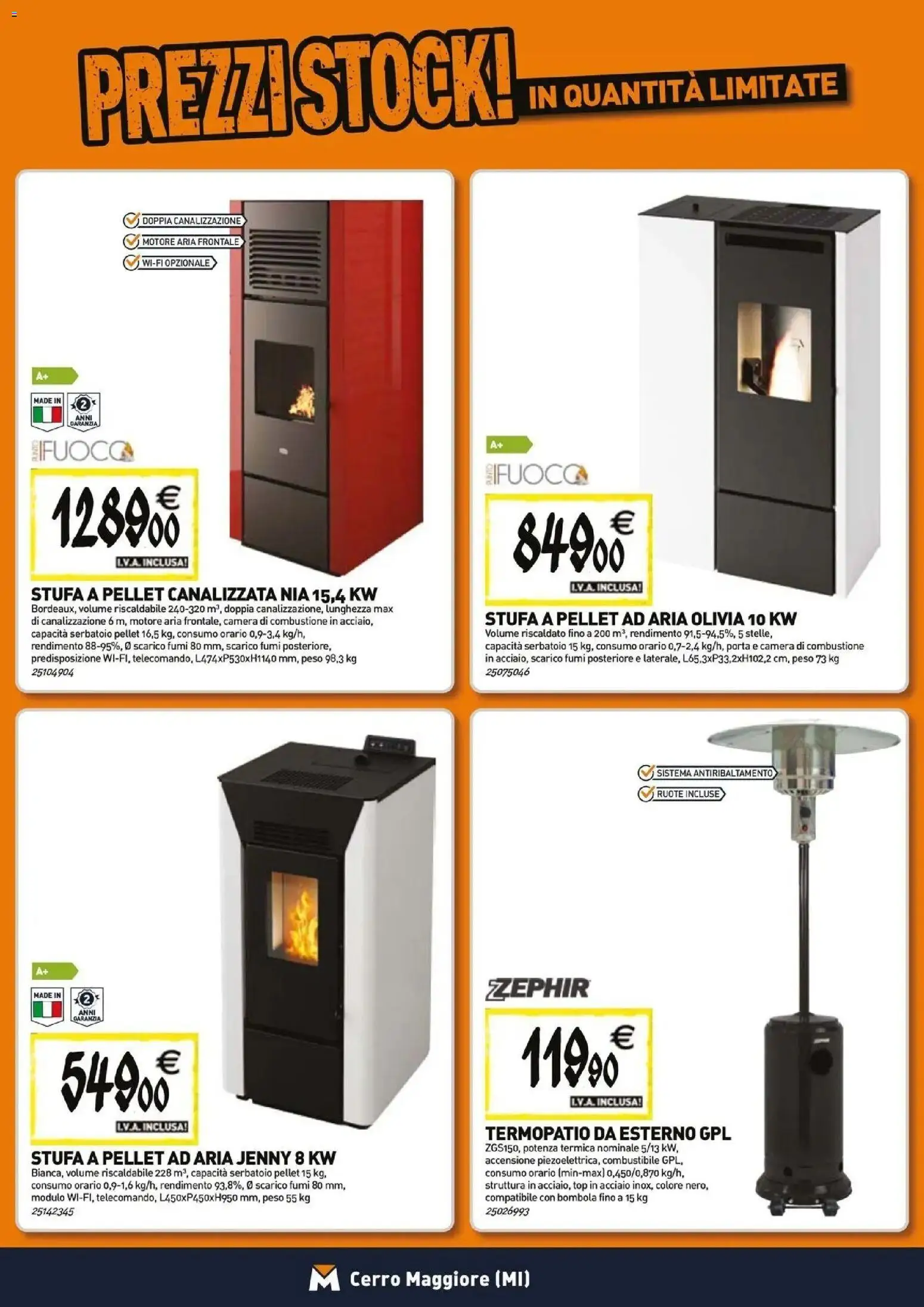 Anteprima dell'opuscolo TECNOMAT catalogo Cerro Maggiore dal negozio TECNOMAT valido da 29/10/2026 - Stufa a pellet, Pellet, Top, Porta, Stufa