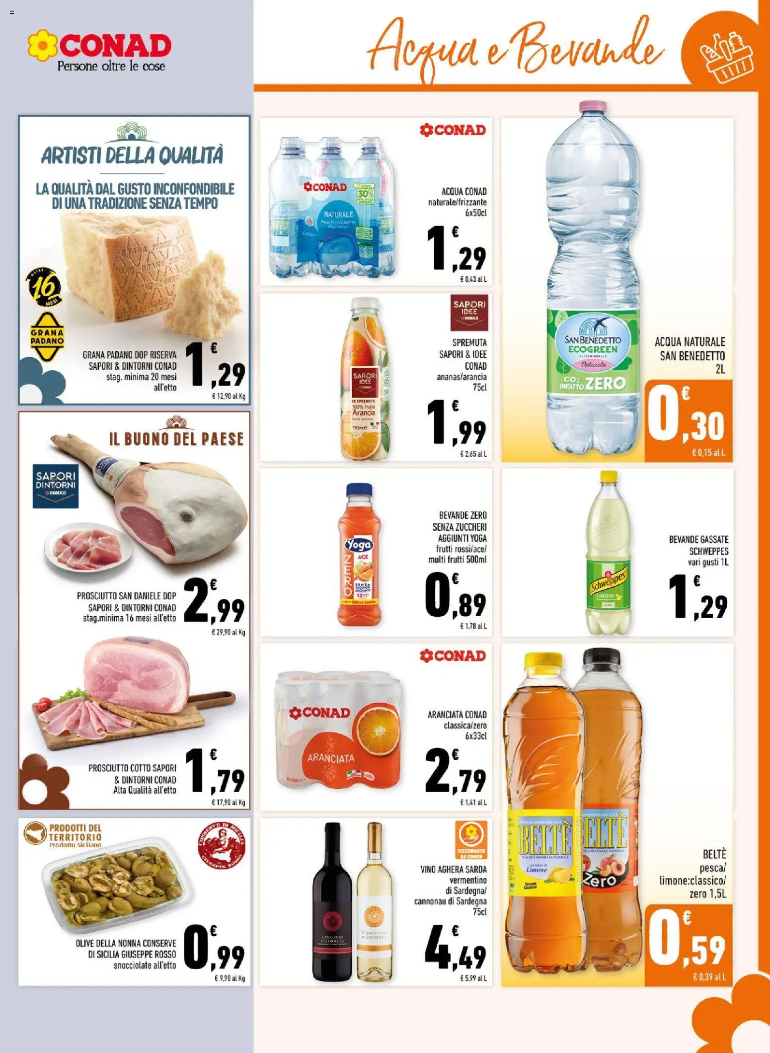 Anteprima dell'opuscolo Conad volantino Margherita Sicilia dal negozio Conad valido da 26/08/2026 - Limone, Frutta, Pesca, Prosciutto Cotto, Grana Padano, Arancia, Acqua naturale, Conserve
