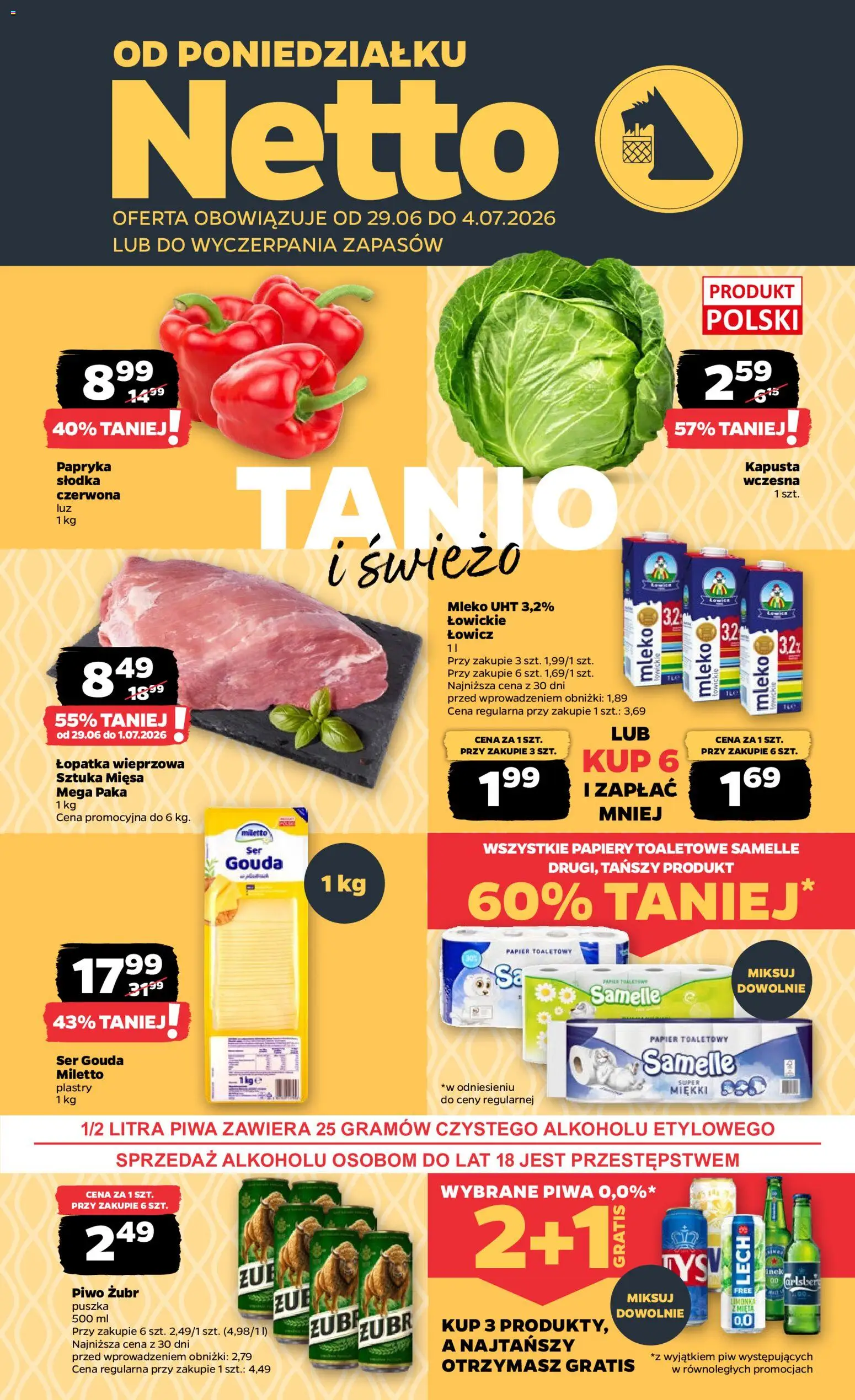 Pogląd gazetki "Netto gazetka od poniedziałku spożywcza" ze sklepu Netto ważnej od 29.06.2026