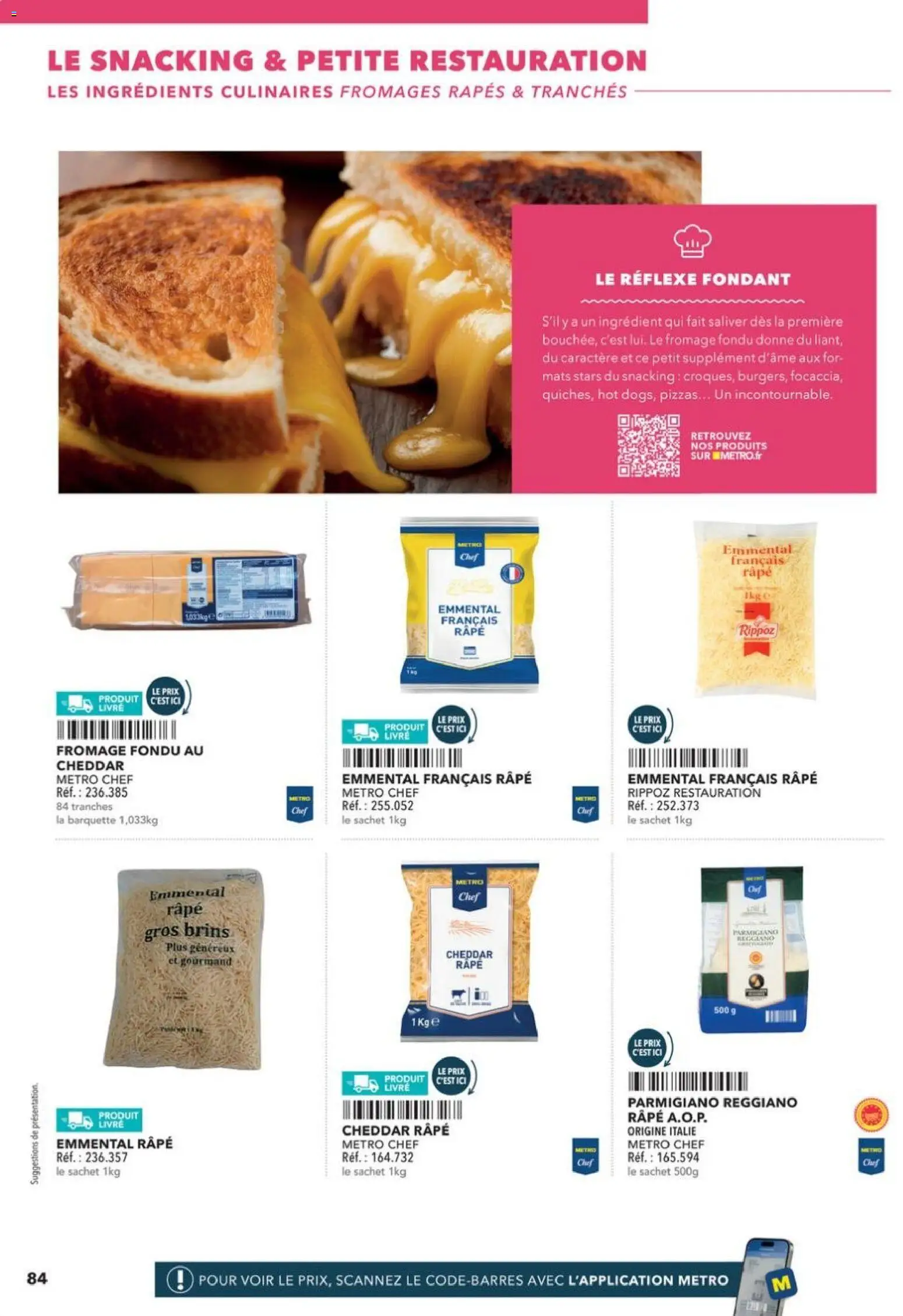 Prévisualisation de Boulangers Pâtissiers du magasin METRO formulaire valide 30/04/2026 - Fromage, Focaccia, Cheddar, Ingrédients, Parmigiano Reggiano, Râpe, Cheddar râpé, Emmental français râpé