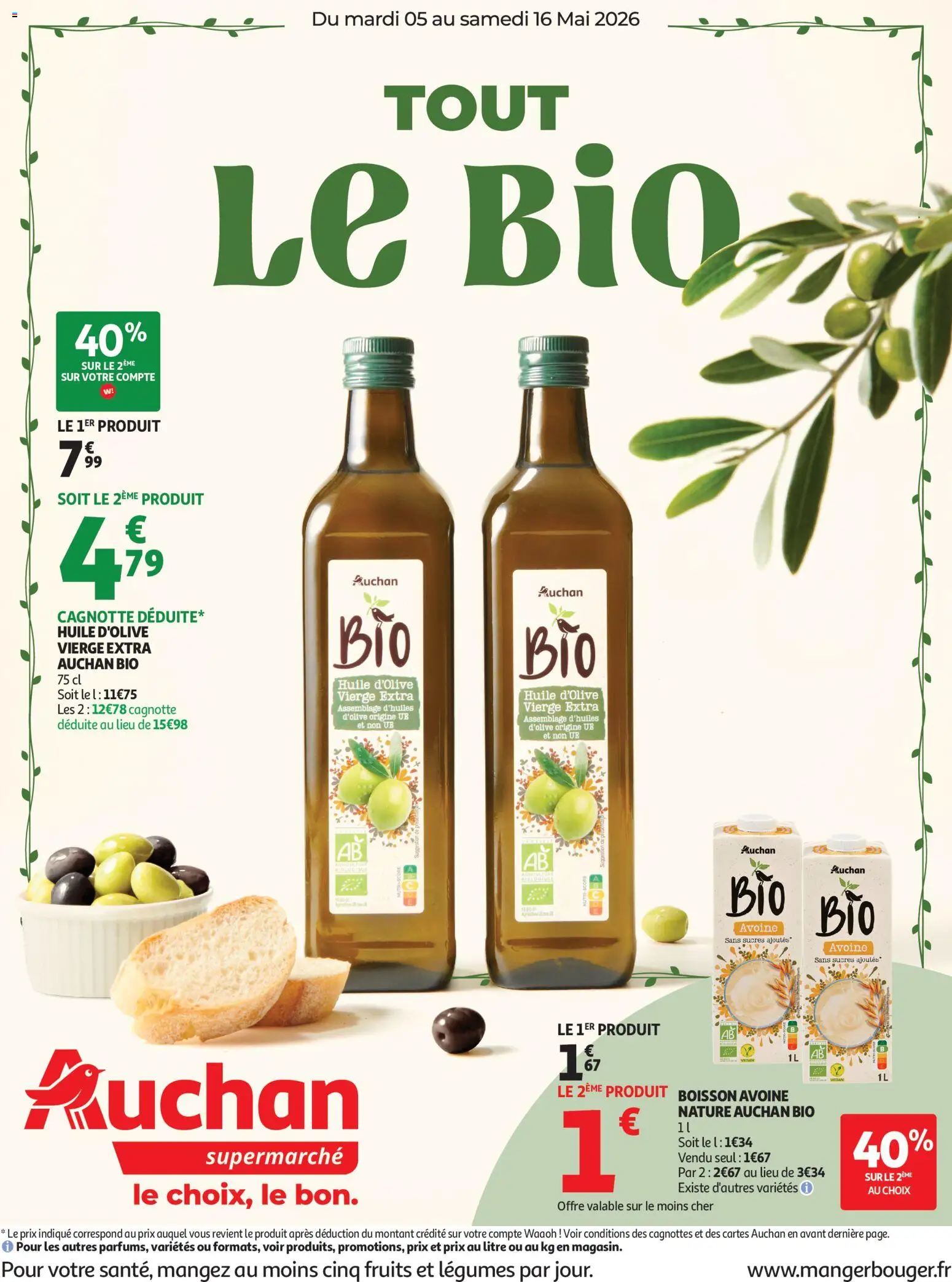 Prévisualisation de Auchan Sélection bio supers du magasin Auchan formulaire valide 05/05/2026