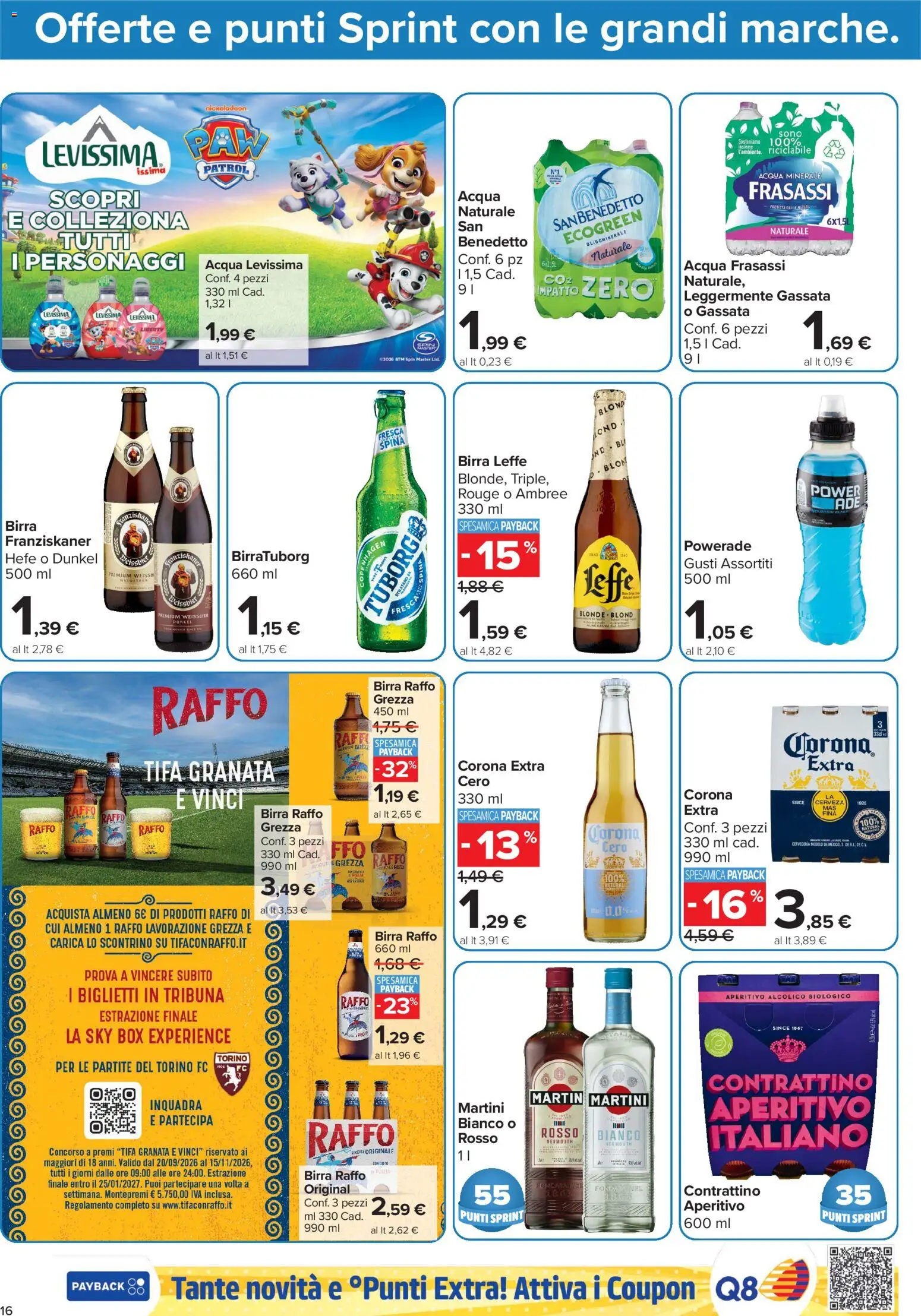 Anteprima dell'opuscolo Carrefour volantino Market - Punti Sprint Payback dal negozio Carrefour valido da 23/10/2026 - Aperitivo, Acqua, Birra, Acqua minerale, Martini, Birra Raffo, Birra Leffe, Corona Extra