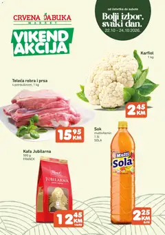 Pregled letka Crvena jabuka vikend akcija trgovine Crvena jabuka vrijedi od 22.10.2026