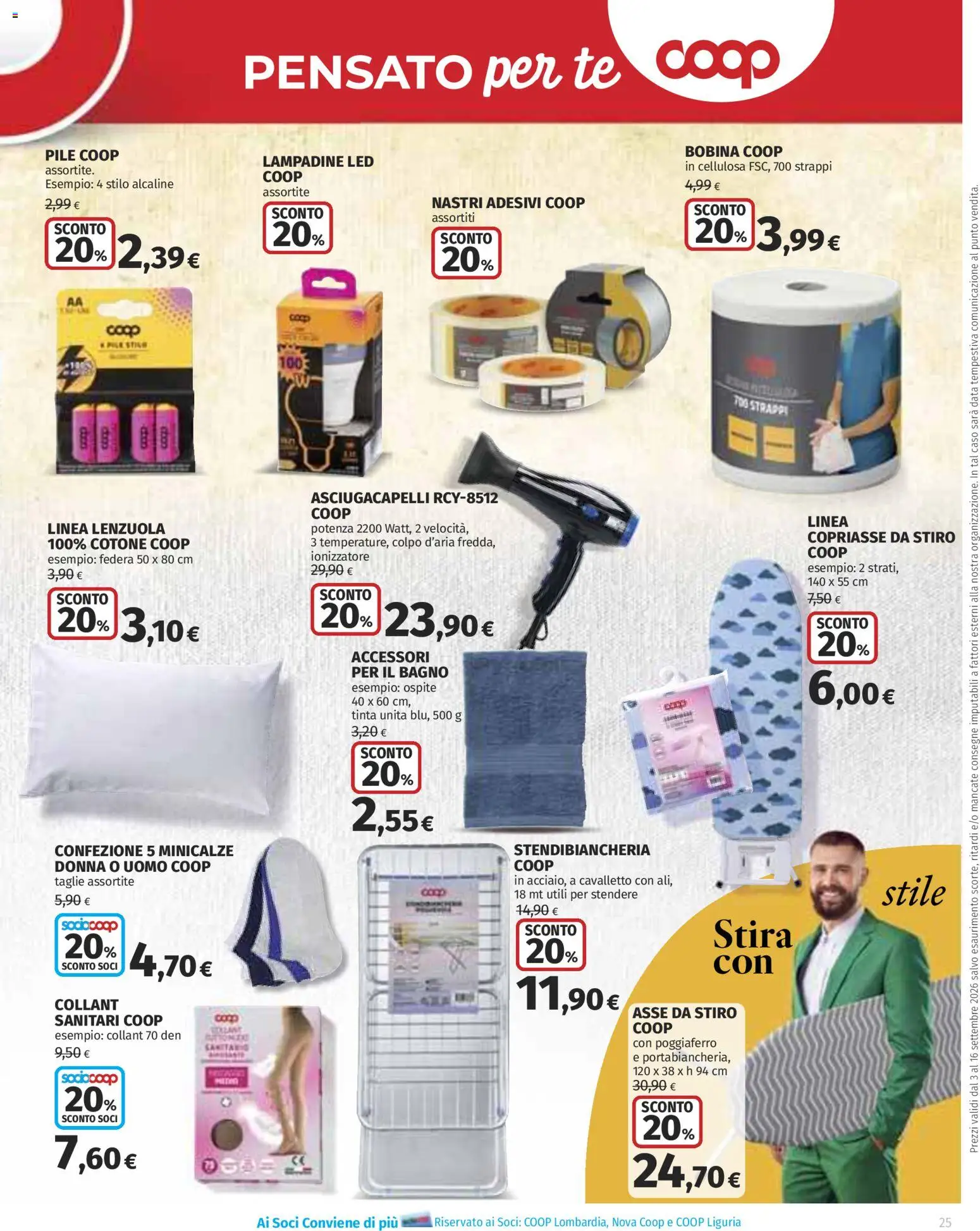 Anteprima dell'opuscolo COOP volantino Superstore Lombardia dal negozio COOP valido da 03/09/2026 - Bagno, Lampadine, Pile, Collant, Lenzuola, Stendibiancheria, Asciugacapelli, Copriasse da stiro