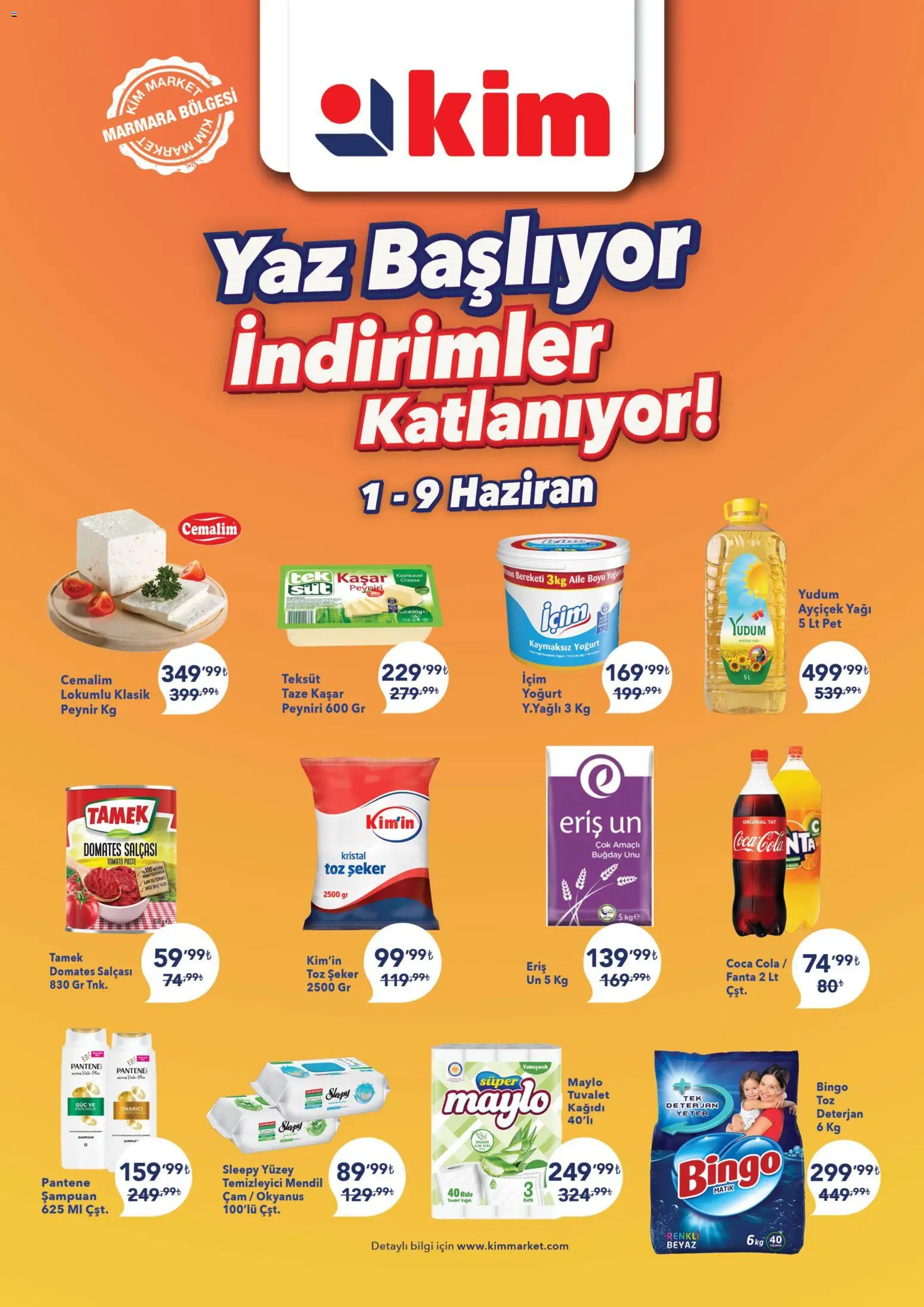 Kim Market Kim Market Katalog 01.06.2026 - Broşürünün önizlemesi - Şeker, Peynir, Tuvalet, Domates, Deterjan, Fanta, Toz şeker, Mendil