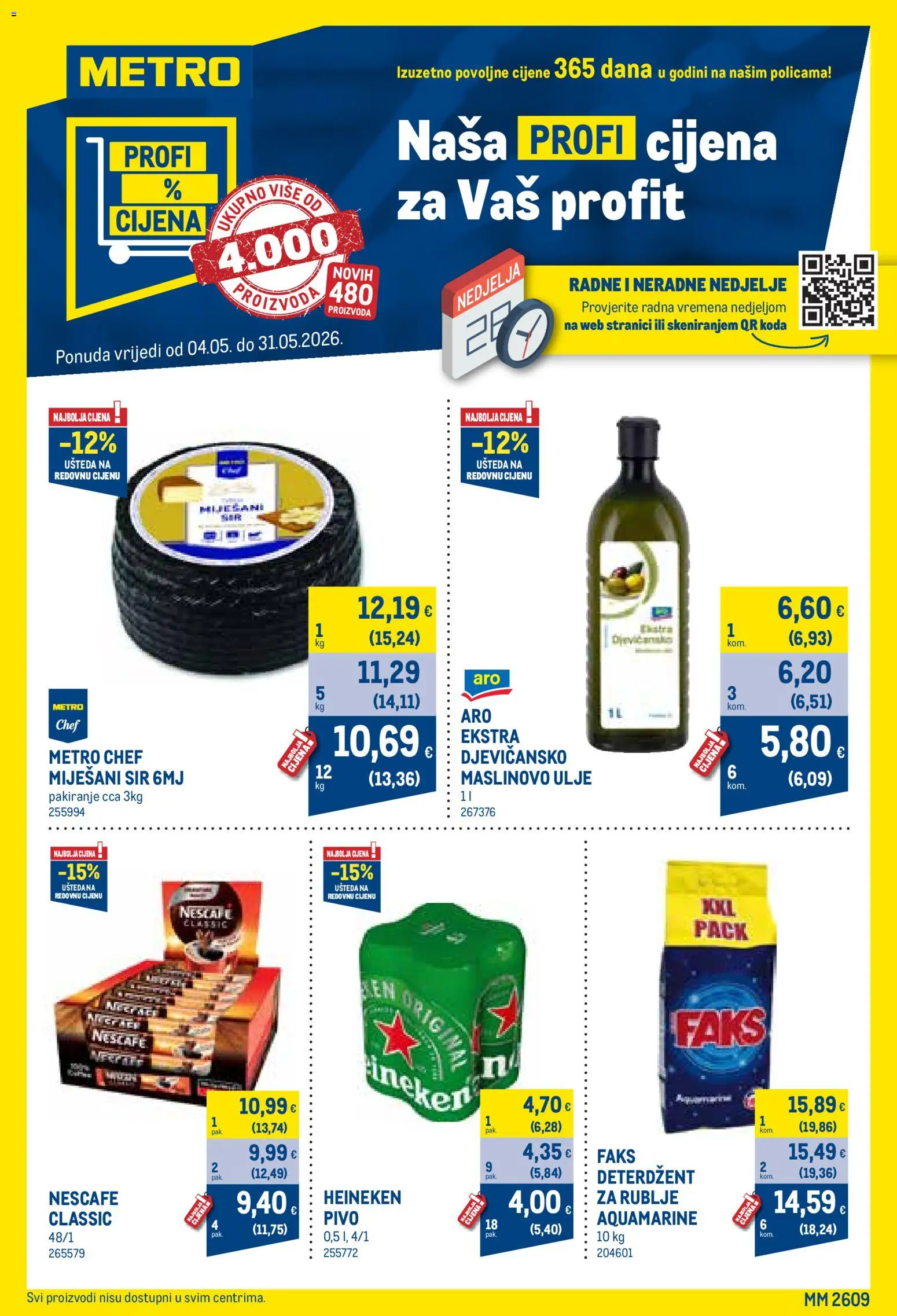 Pregled letka Metro Profi cijena trgovine Metro vrijedi od 04.05.2026