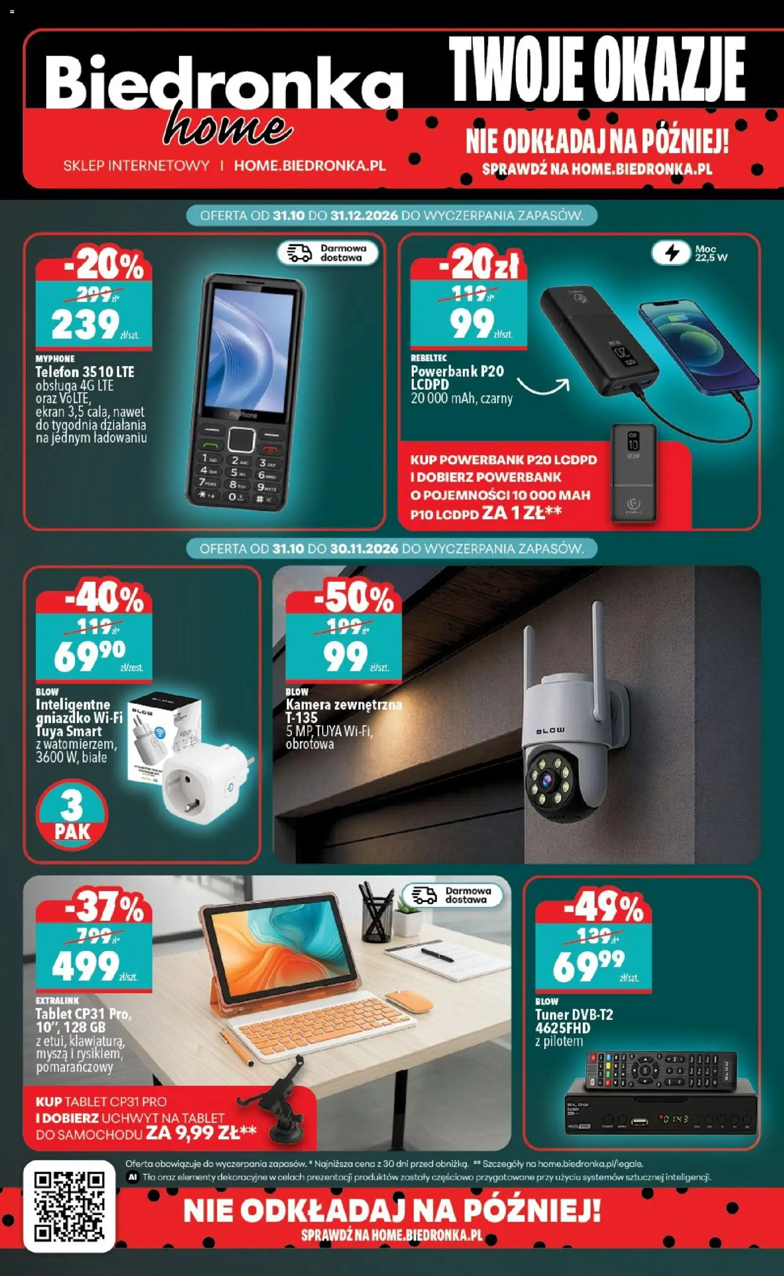 Pogląd gazetki "Biedronka Black Friday" ze sklepu Biedronka ważnej od 31.10.2026 - Telefon, Tablet, Powerbank, Myszka, Power bank