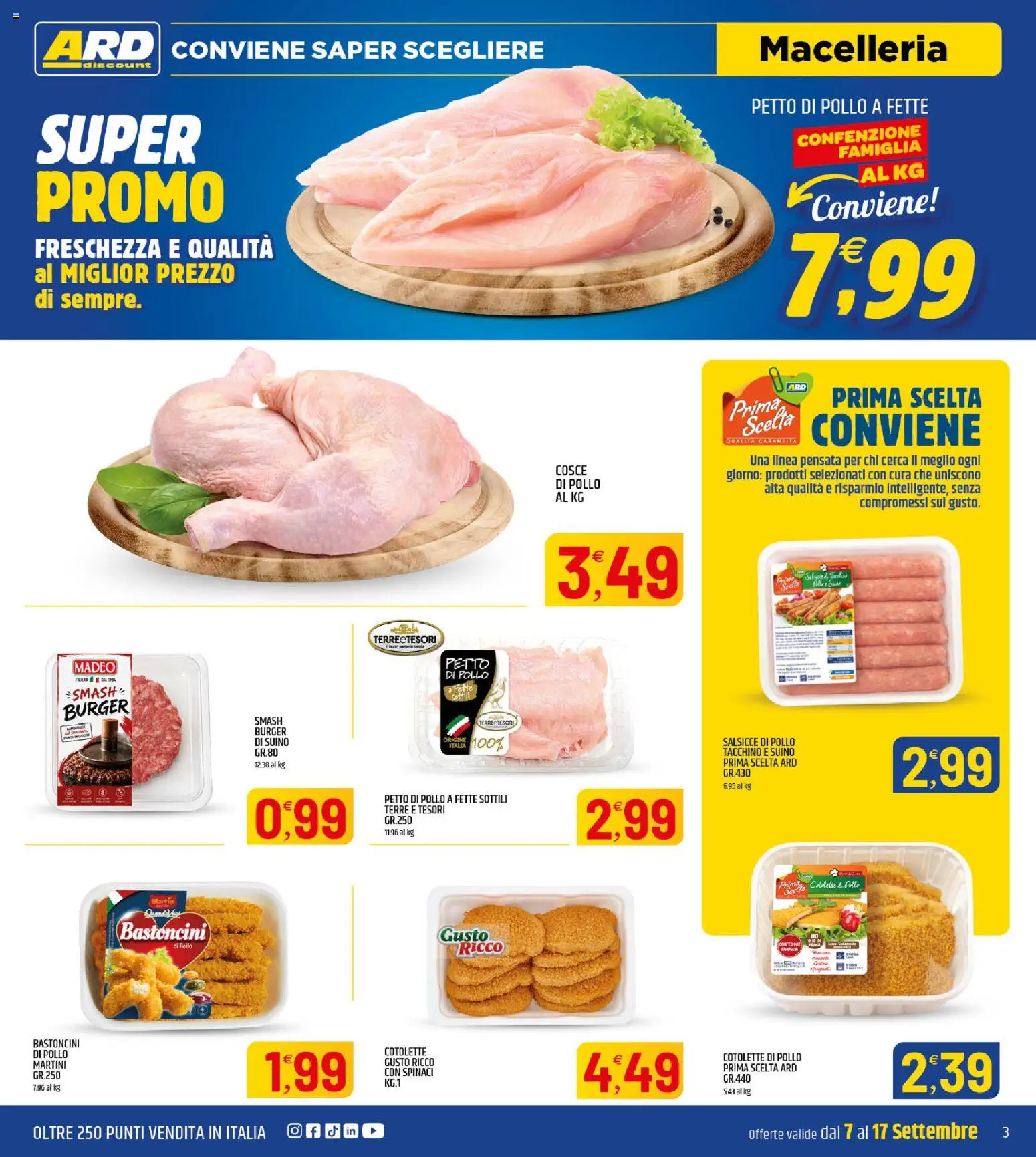 Anteprima dell'opuscolo ARD Discount volantino dal negozio ARD Discount valido da 07/09/2026 - Pollo, Tacchino, Salsicce, Petto di Pollo, Martini, Spinaci, Suino, Cotolette di pollo
