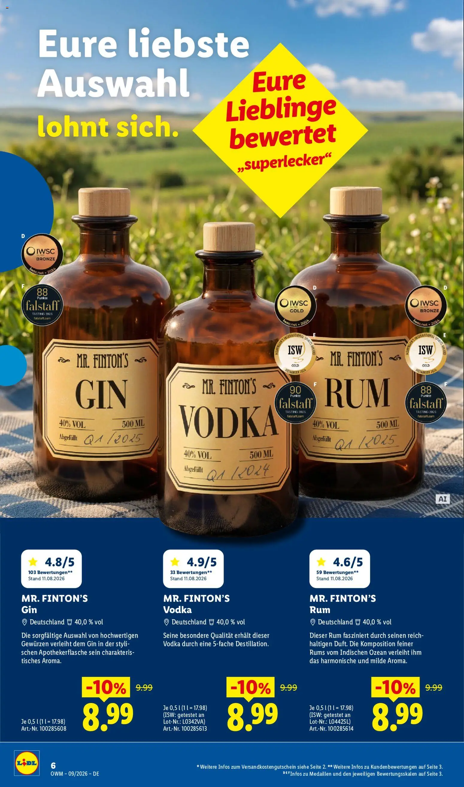 Vorschau von dem Prospekt des Geschäftes Lidl, gültig ab dem 01.09.2026 - Gin, Vodka, Rum