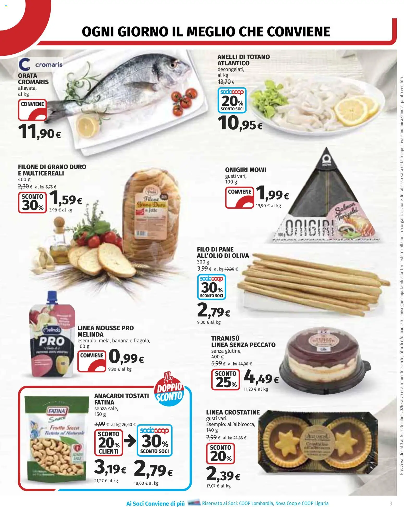 Anteprima dell'opuscolo COOP volantino Superstore Lombardia dal negozio COOP valido da 03/09/2026 - Pane, Tiramisù, Frutta, Orata, Anacardi, Frutta secca, Data, Crostatine