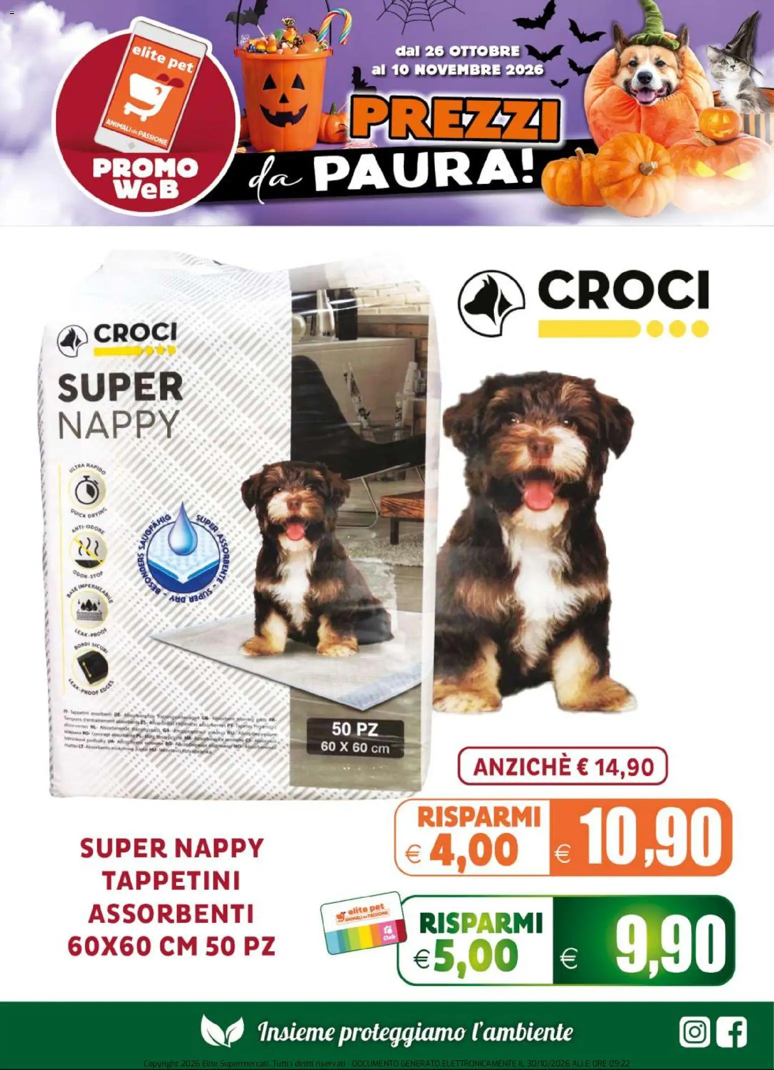 Anteprima dell'opuscolo Elite Supermercati volantino Pet dal negozio Elite Supermercati valido da 26/10/2026 - Assorbenti