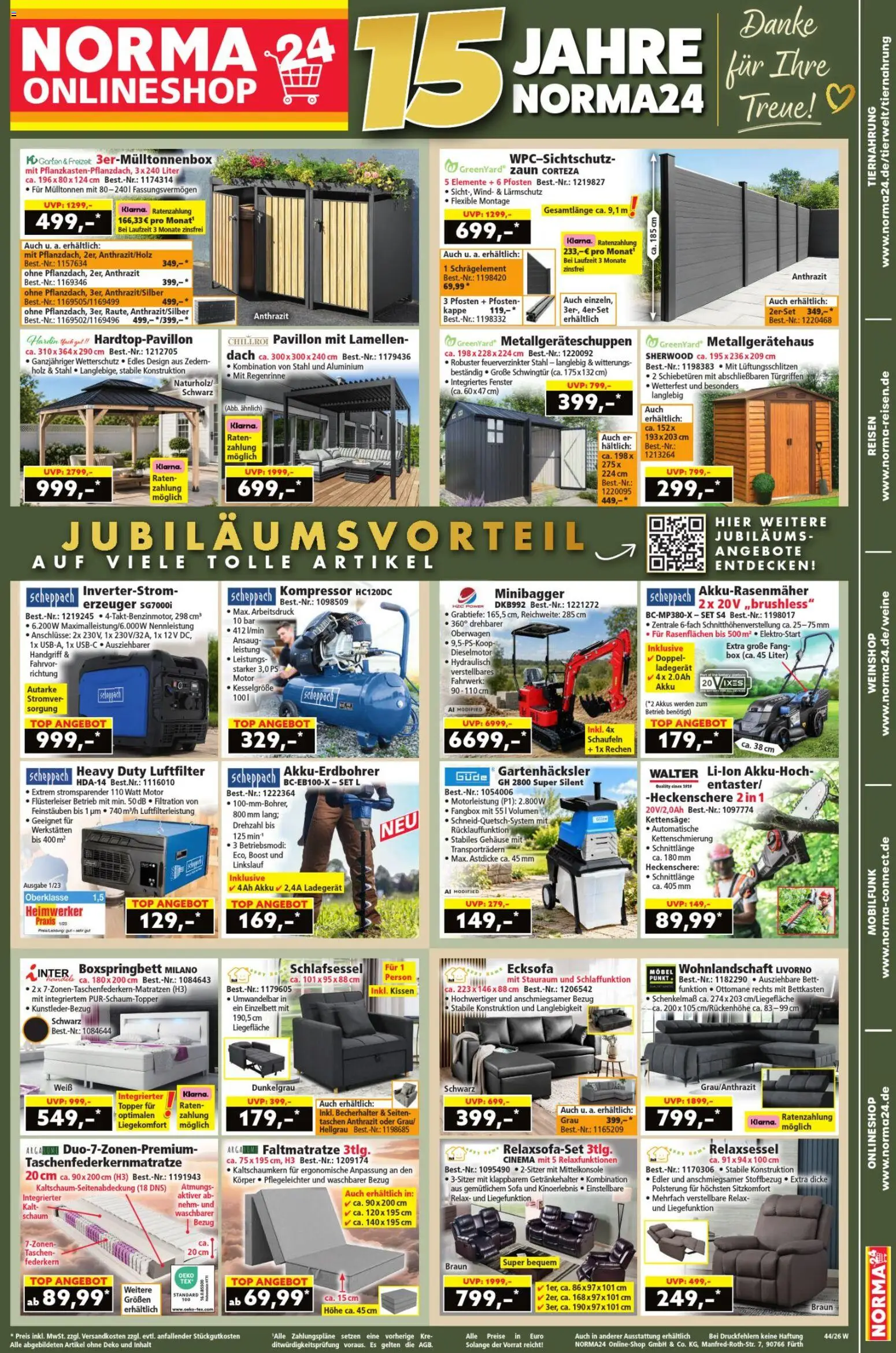 Vorschau von dem Prospekt des Geschäftes Norma, gültig ab dem 26.10.2026 - Sofa, Ecksofa, Top, Taschen, Box, Ladegerät, Kappe, Einzelbett