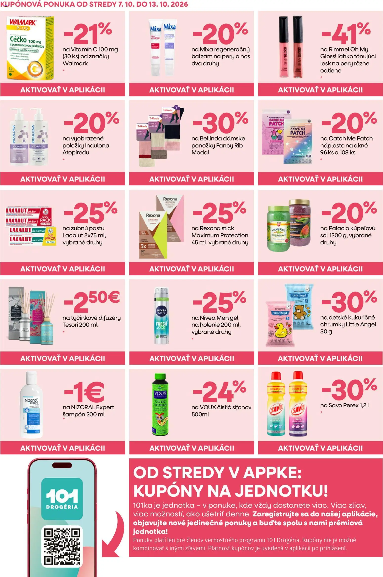 Náhľad 101 drogerie letáku platného od 07.10.2026 - Ponožky, Nivea, Indulona, Savo, Šampón, Lesk na pery
