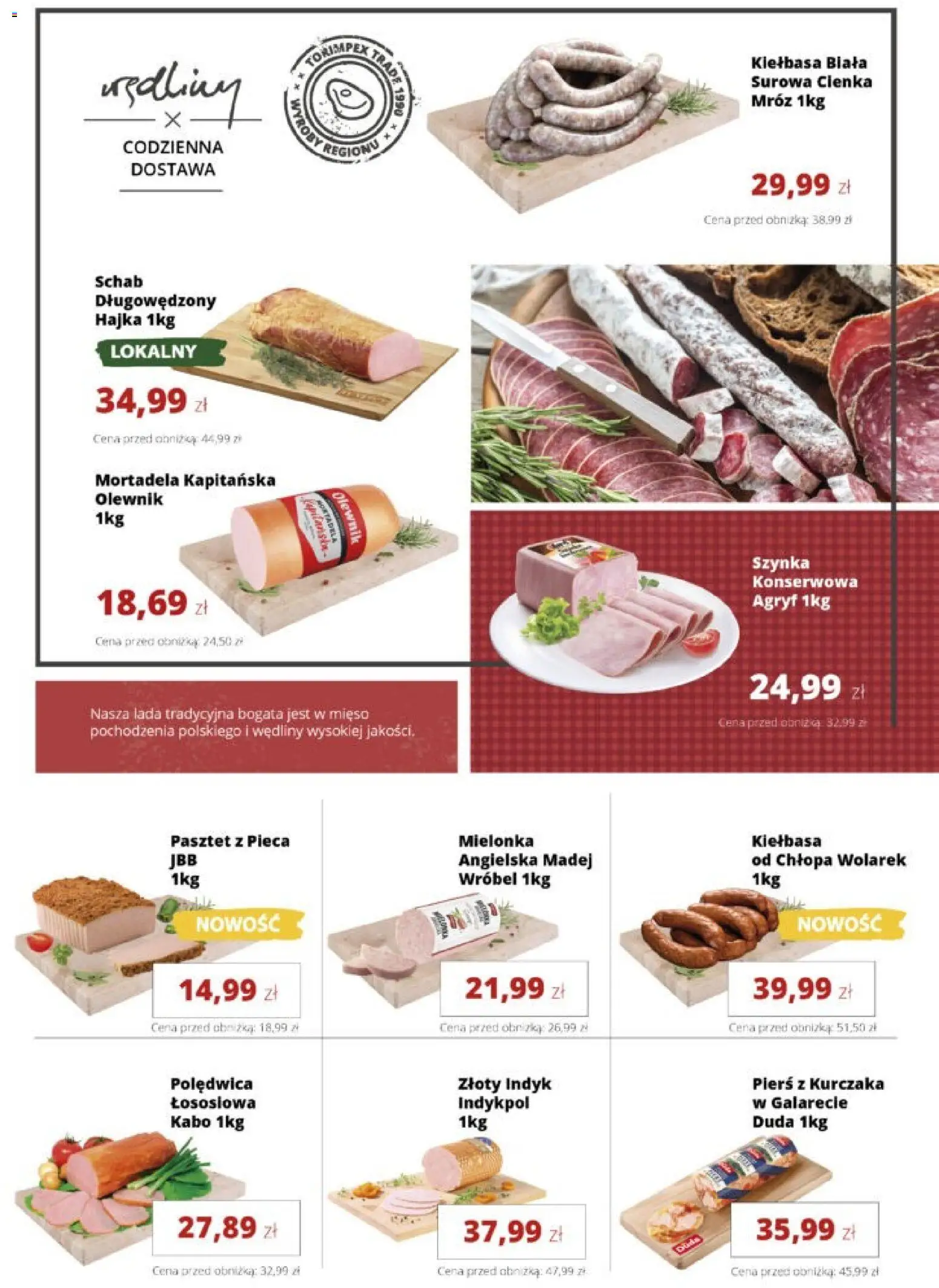 Pogląd gazetki "Torimpex gazetka" ze sklepu Torimpex ważnej od 19.10.2026 - Mięso, Pierś z kurczaka, Schab, Indyk, Pasztet, Wędliny, Kiełbasa, Szynka
