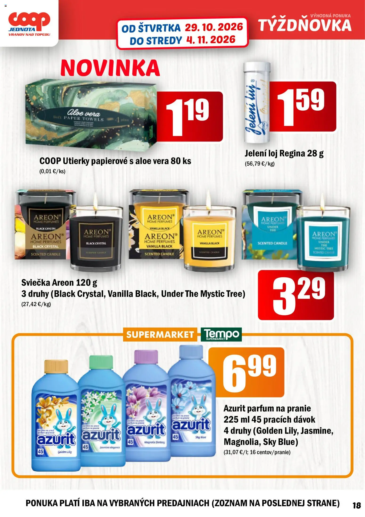 Náhľad COOP Jednota letáku platného od 29.10.2026 - Aloe Vera, Utierky
