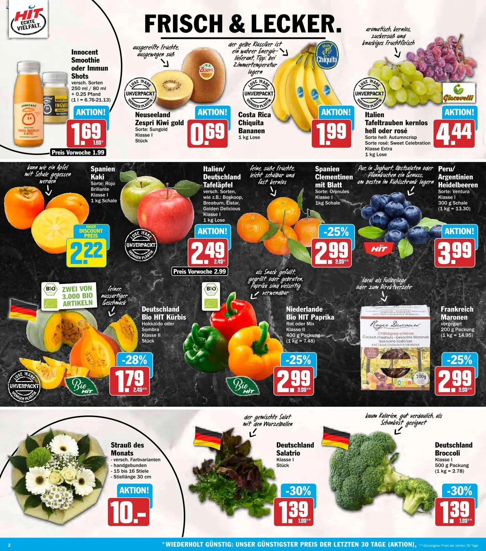 Vorschau von dem Prospekt des Geschäftes HIT, gültig ab dem 26.10.2026 - Kühlschrank, Äpfel, Kiwi, Kürbis, Salat, Kaki, Heidelbeeren, Paprika
