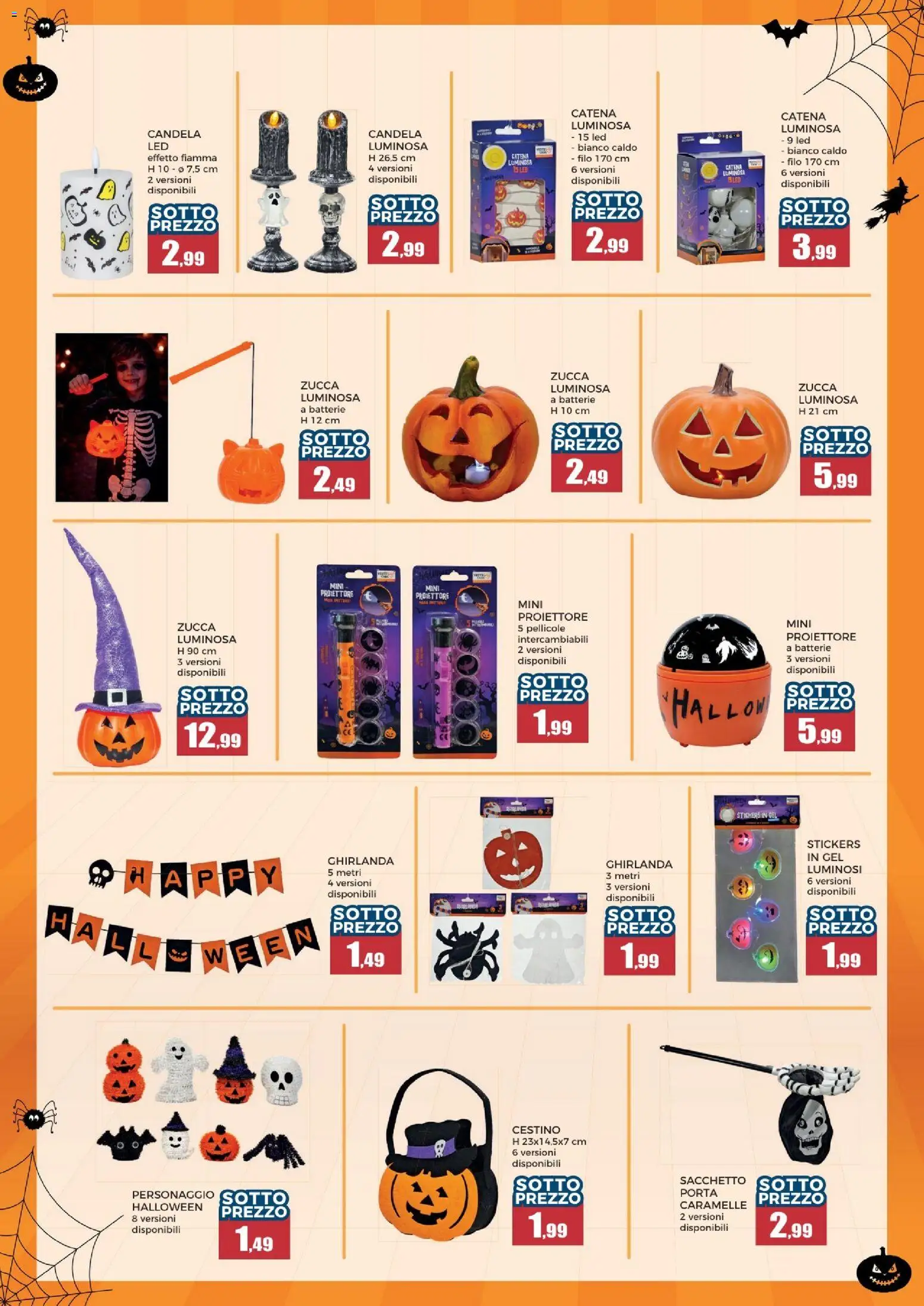 Anteprima dell'opuscolo Happy Casa volantino Halloween dal negozio Happy Casa valido da 27/10/2026 - Cestino, Zucca, Candela, Porta, Caramelle, Batterie