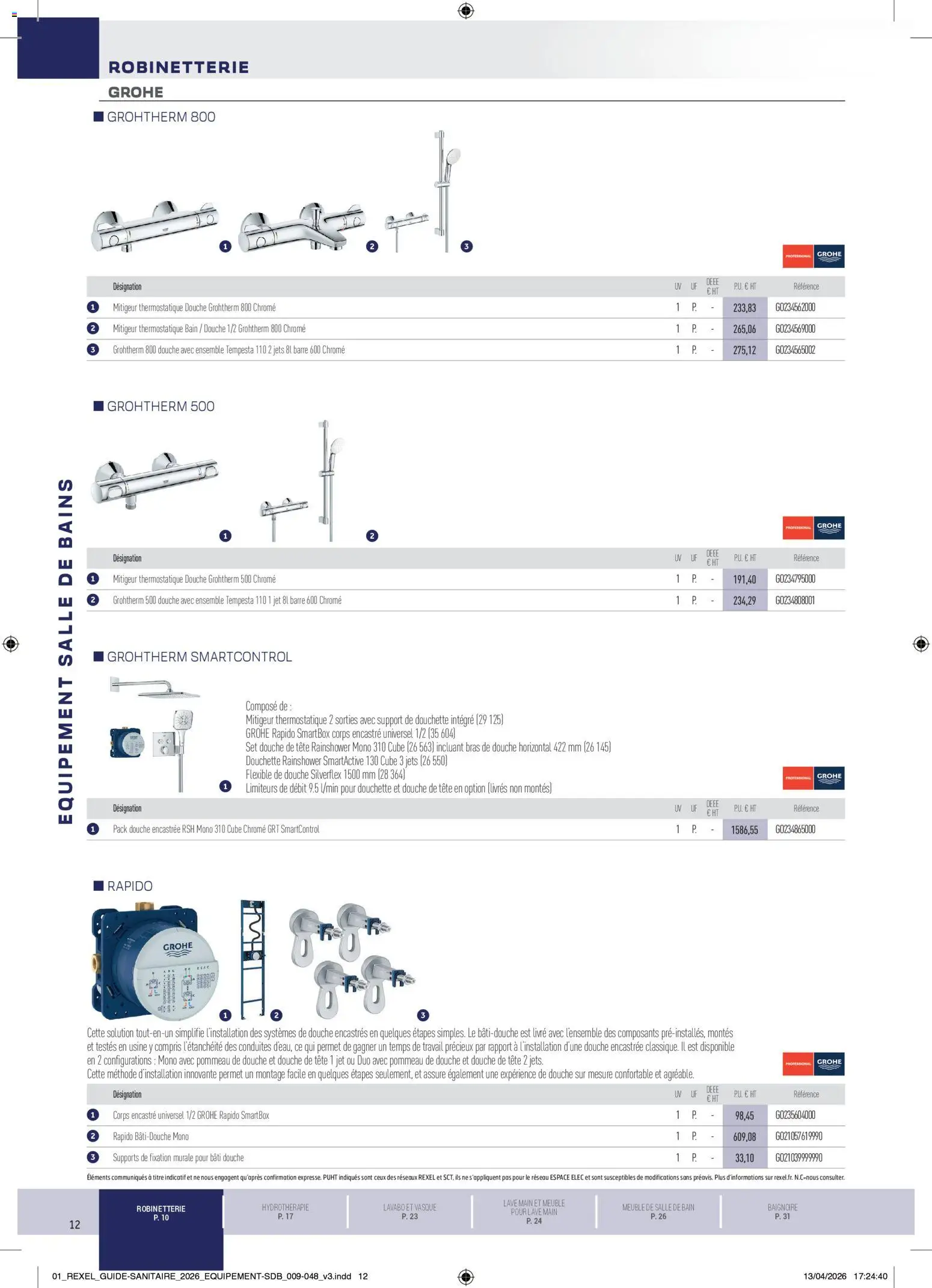 Prévisualisation de Rexel - Brochure Sanitaire du magasin Rexel formulaire valide 20/04/2026 - Livre, Meuble, Pommeau de douche, Douche, Meuble de salle de bain, Livres, Lavabo, Flexible de douche