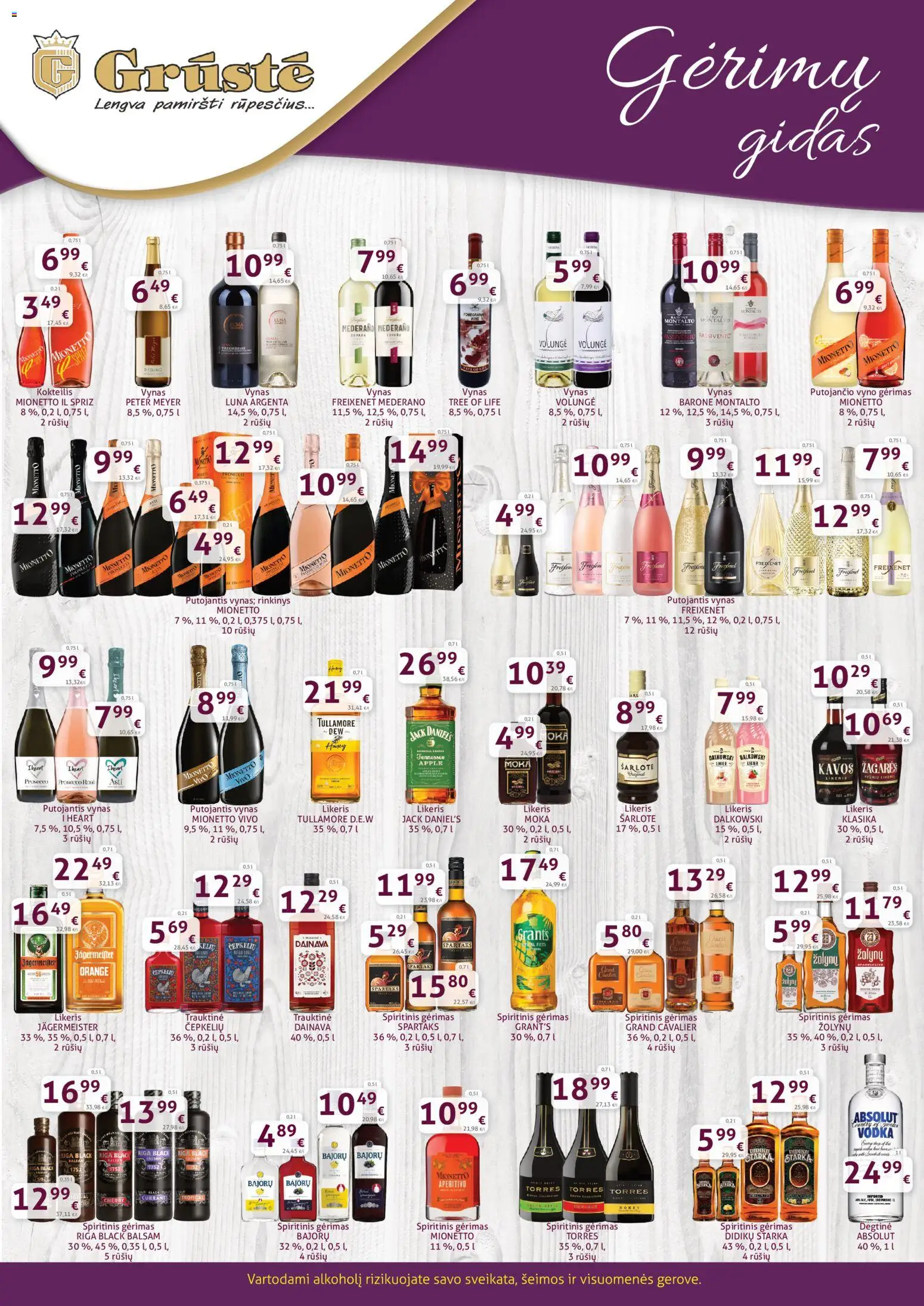 GRUSTE parduotuvės leidinio GRUSTE leidinys - Gėrimų gidas galiojančio nuo 2026.04.11 peržiūra - Vynas, Degtinė, Jägermeister