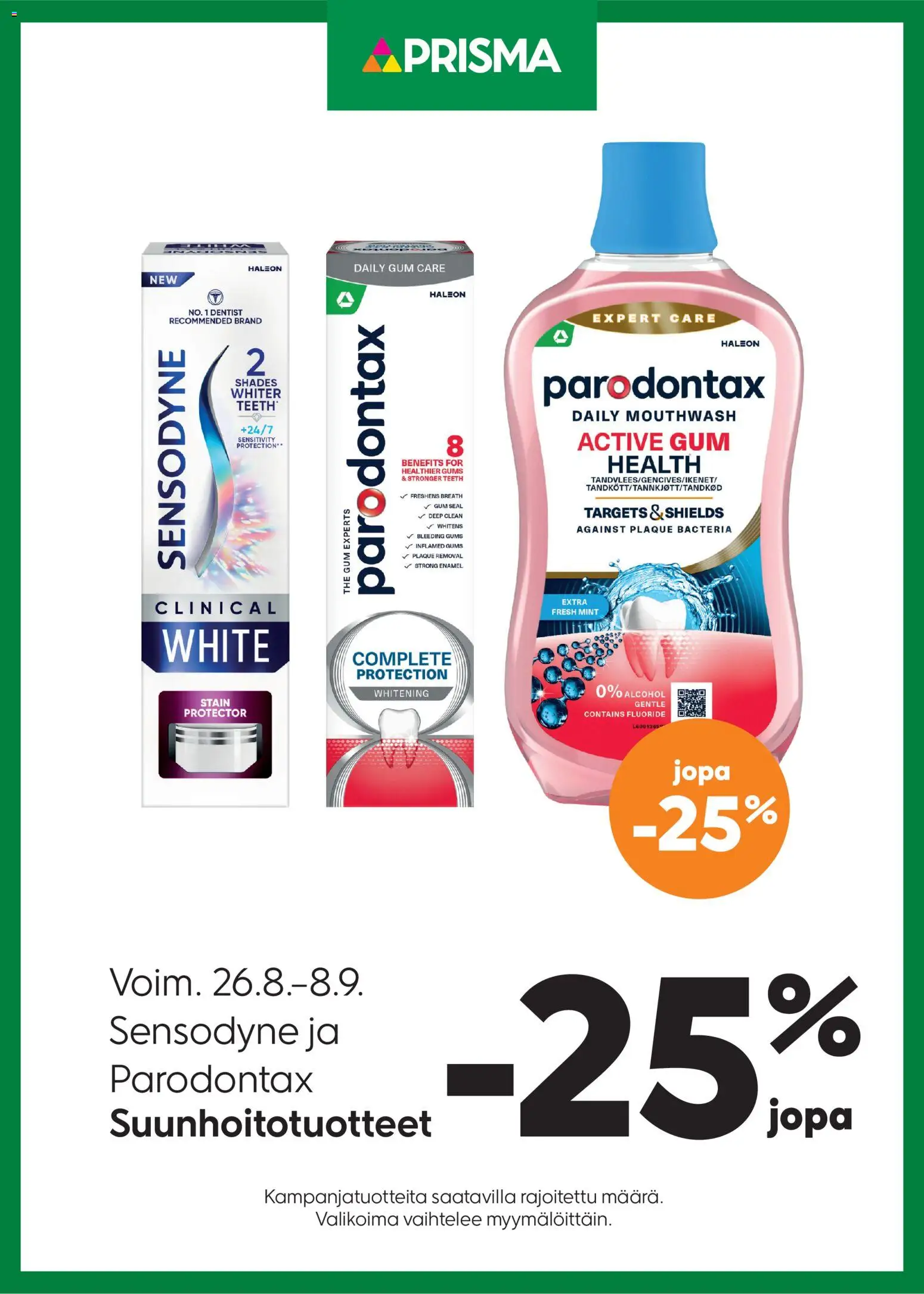 Kaupan Prisma Prisma - Sensodyne esikatselu, voimassa 26/08/2026