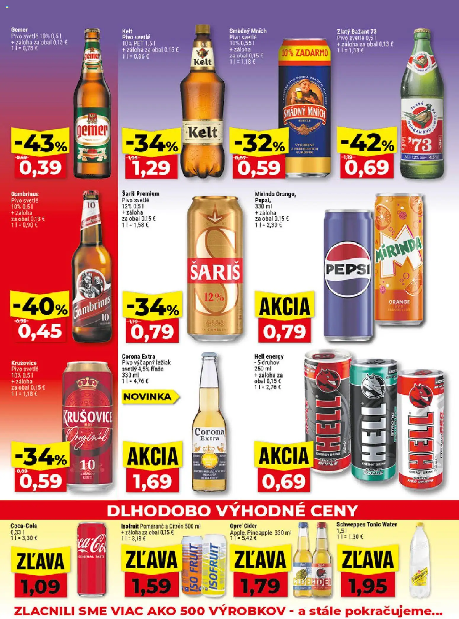 Náhľad Klas letáku platného od 07.09.2026 - Apple, Pivo, Cider, Gambrinus, Zlatý Bažant, Mirinda, Smädný Mních, Schweppes Tonic