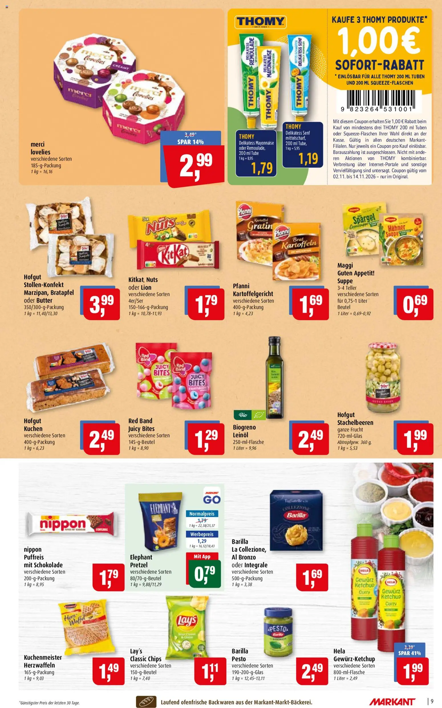 Vorschau von dem Prospekt des Geschäftes Markant, gültig ab dem 02.11.2026 - Butter, Schokolade, Spargel, Mayonnaise, Barilla, Kartoffeln, Ketchup, Ofenfrische
